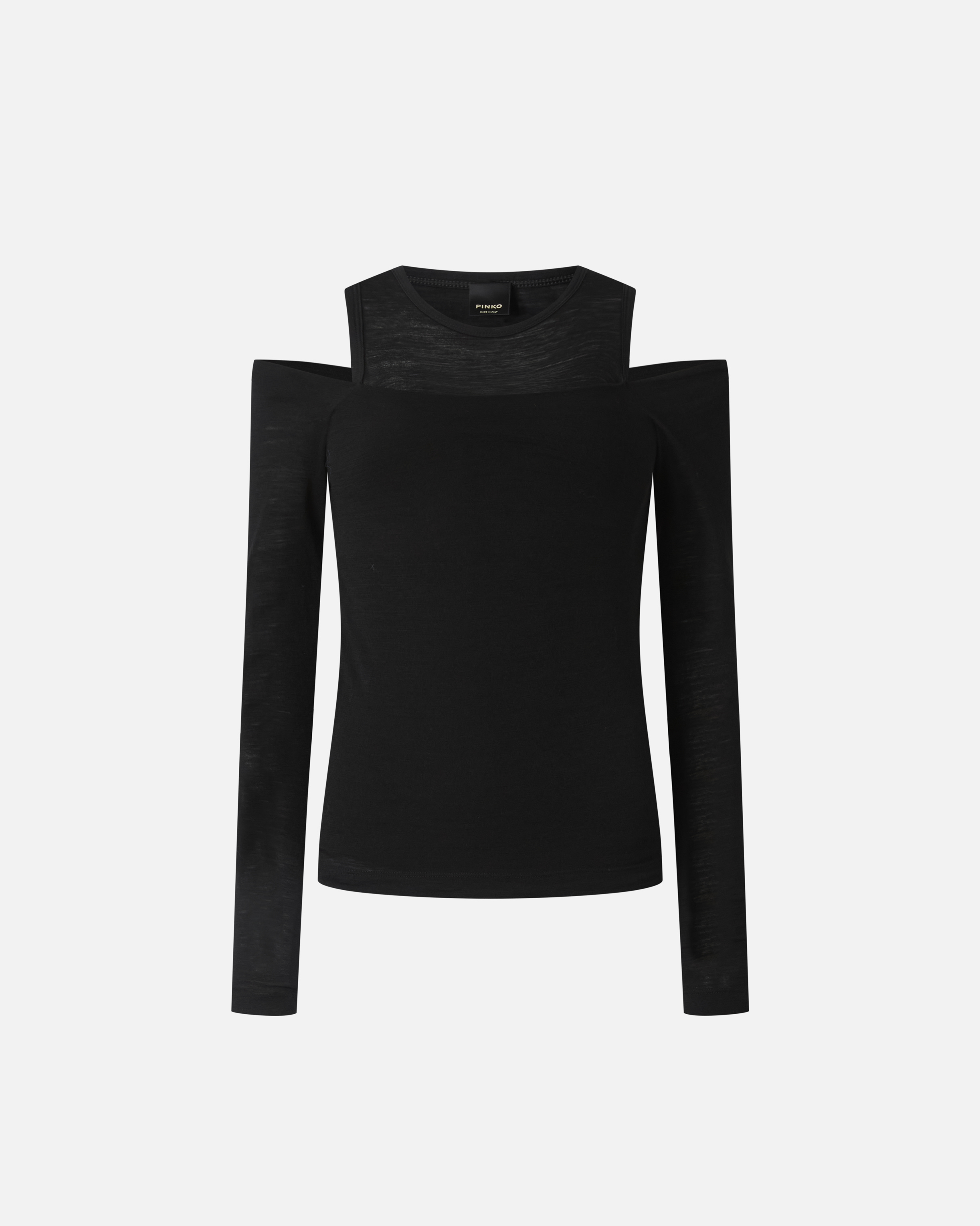 Pinko Off-the-shoulder Wool Blend Jersey Top In Black