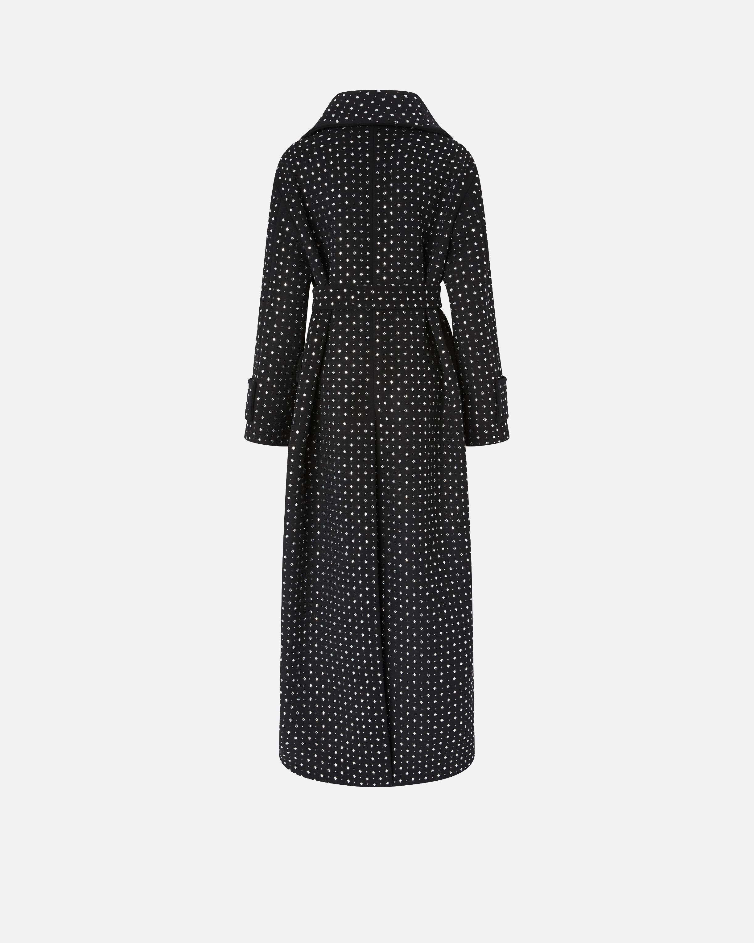 Pinko Trench Coat With Rhinestones And Studs In Black