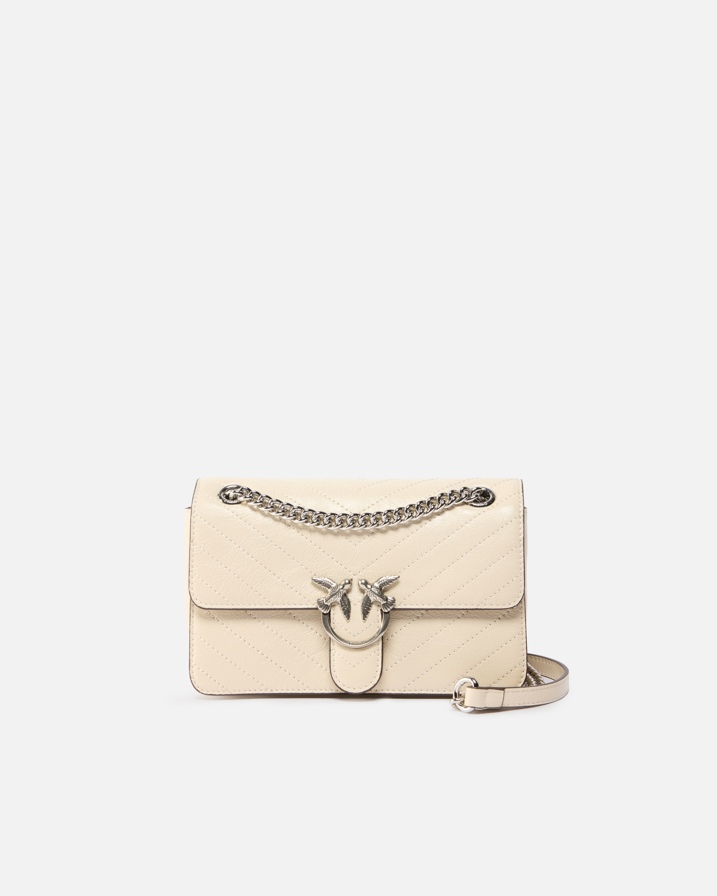 Mini Love Bag One Light 小号人字纹皮革手袋 - 白色 - large | Pinko 