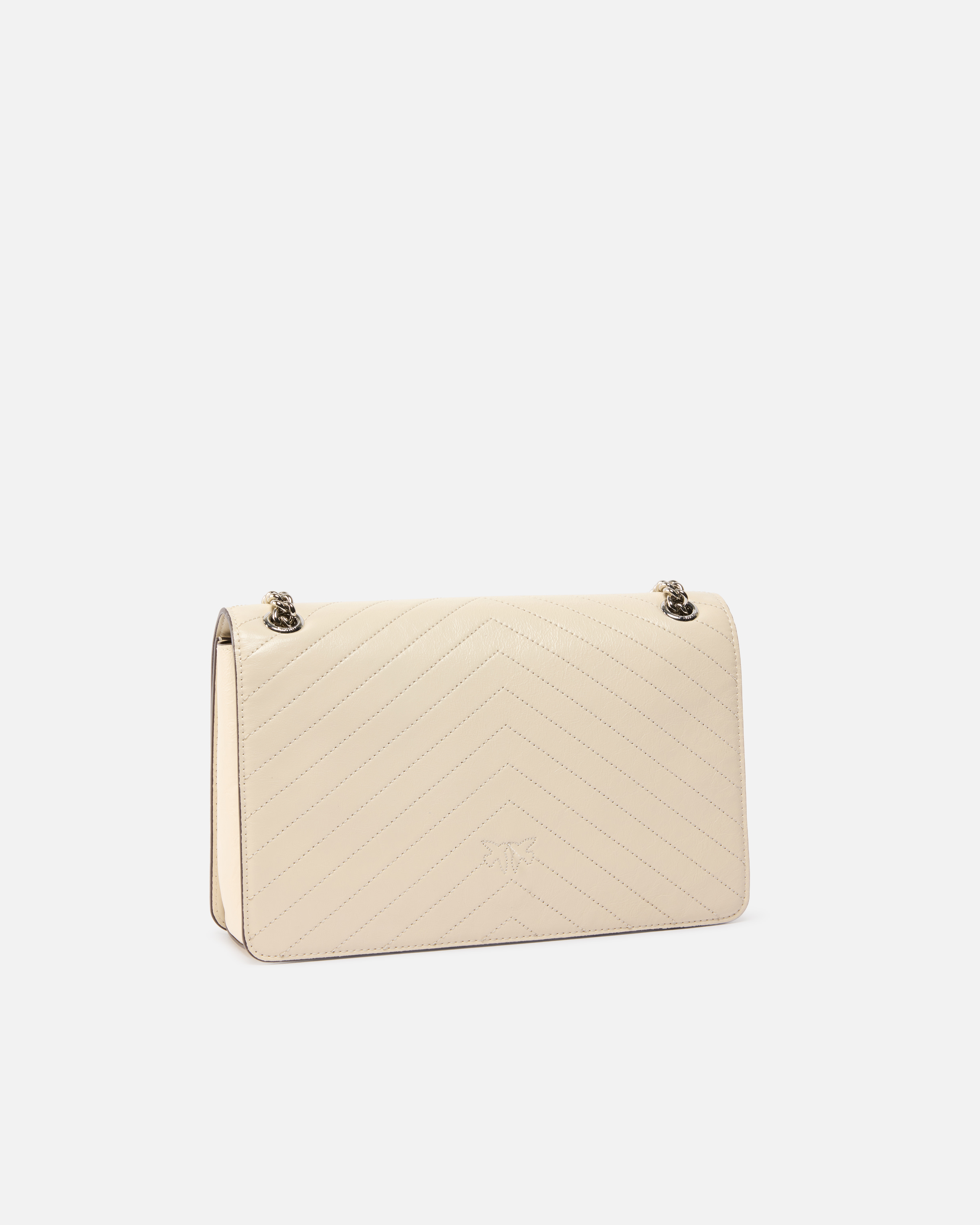 Pinko Shoulder Bag In Wrinkled Calfskin With Contrasting Trim