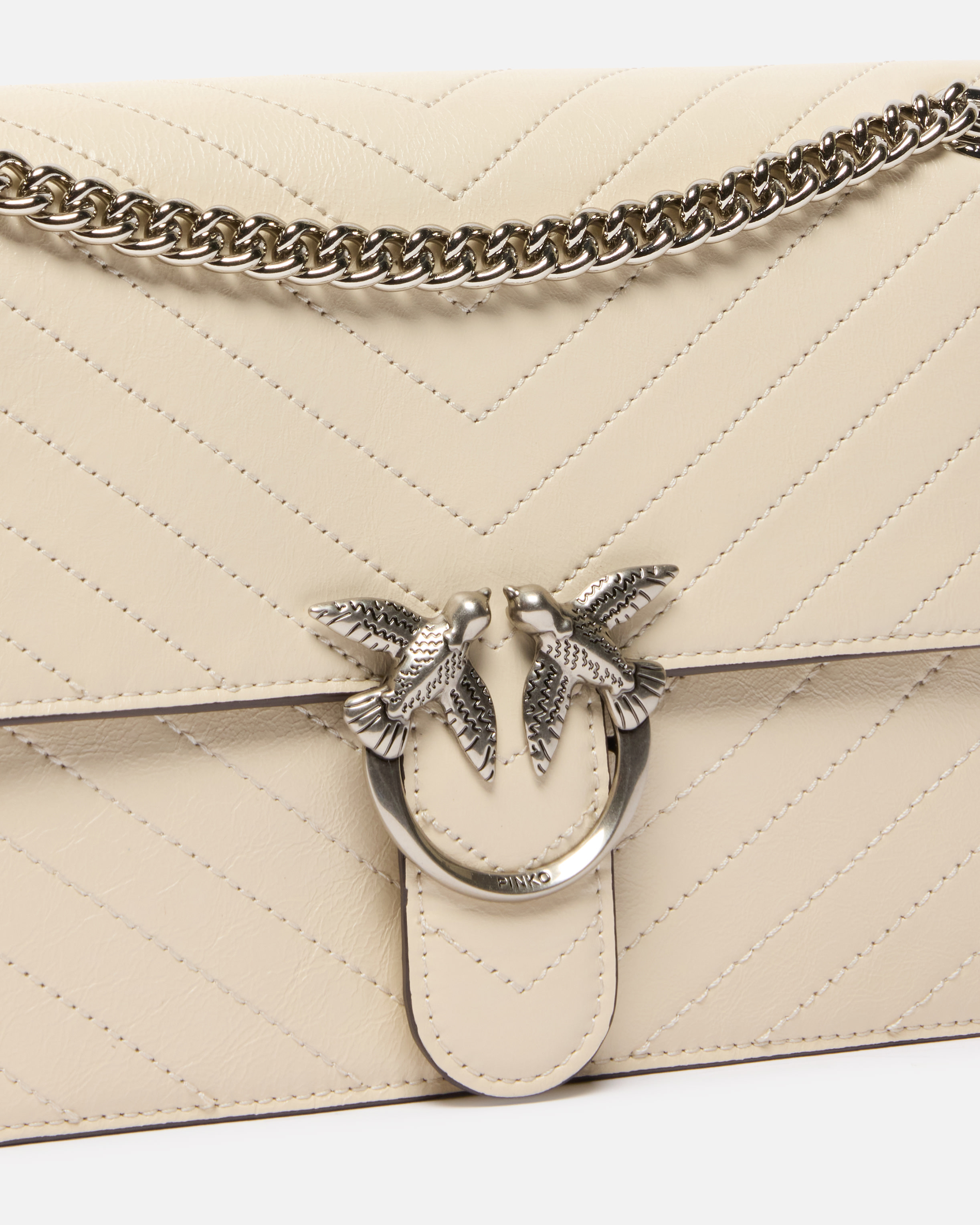 Pinko Shoulder Bag In Wrinkled Calfskin With Contrasting Trim