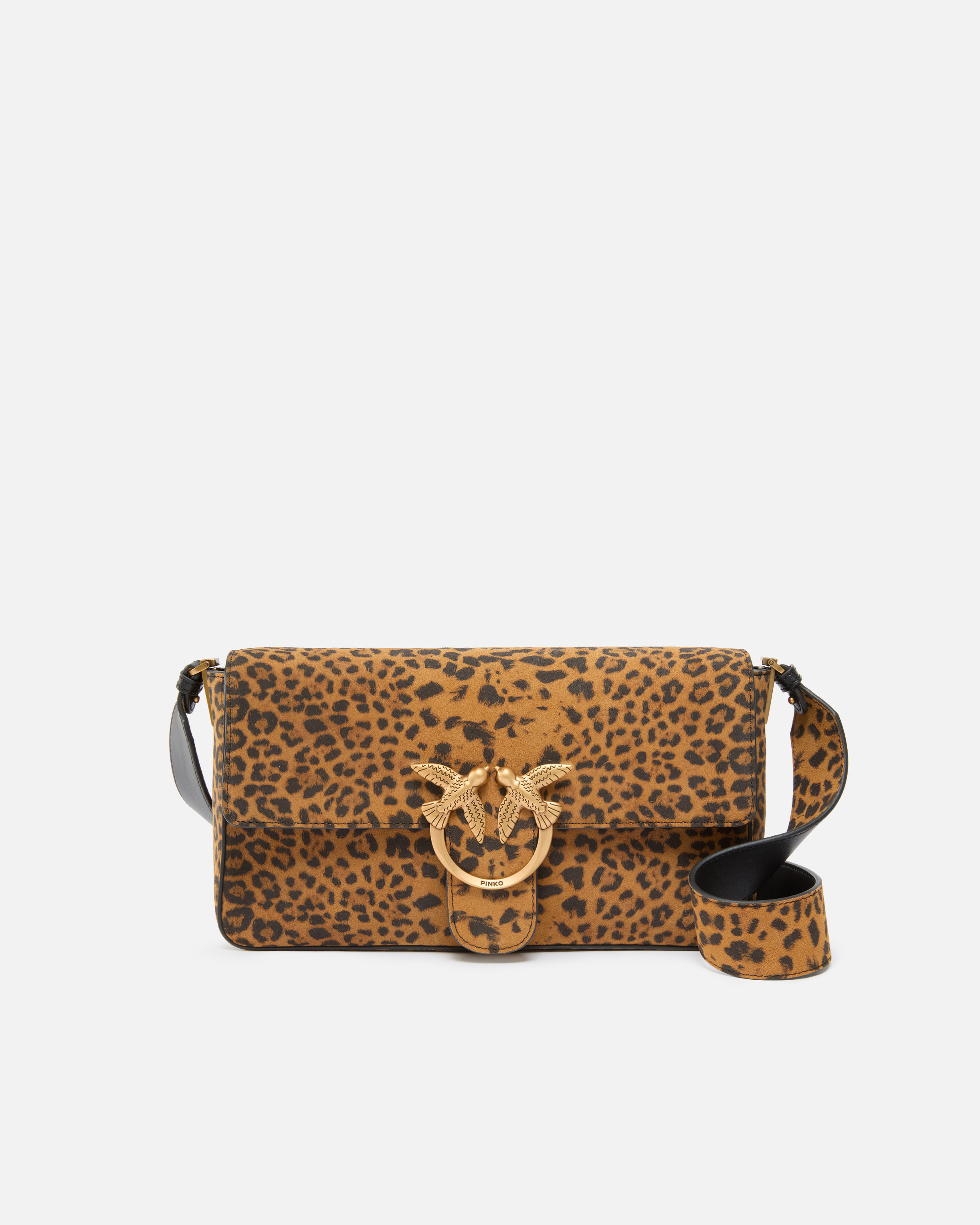 Borsa a spalla media Love Bag One Slouchy in suede leopardato | Pinko 