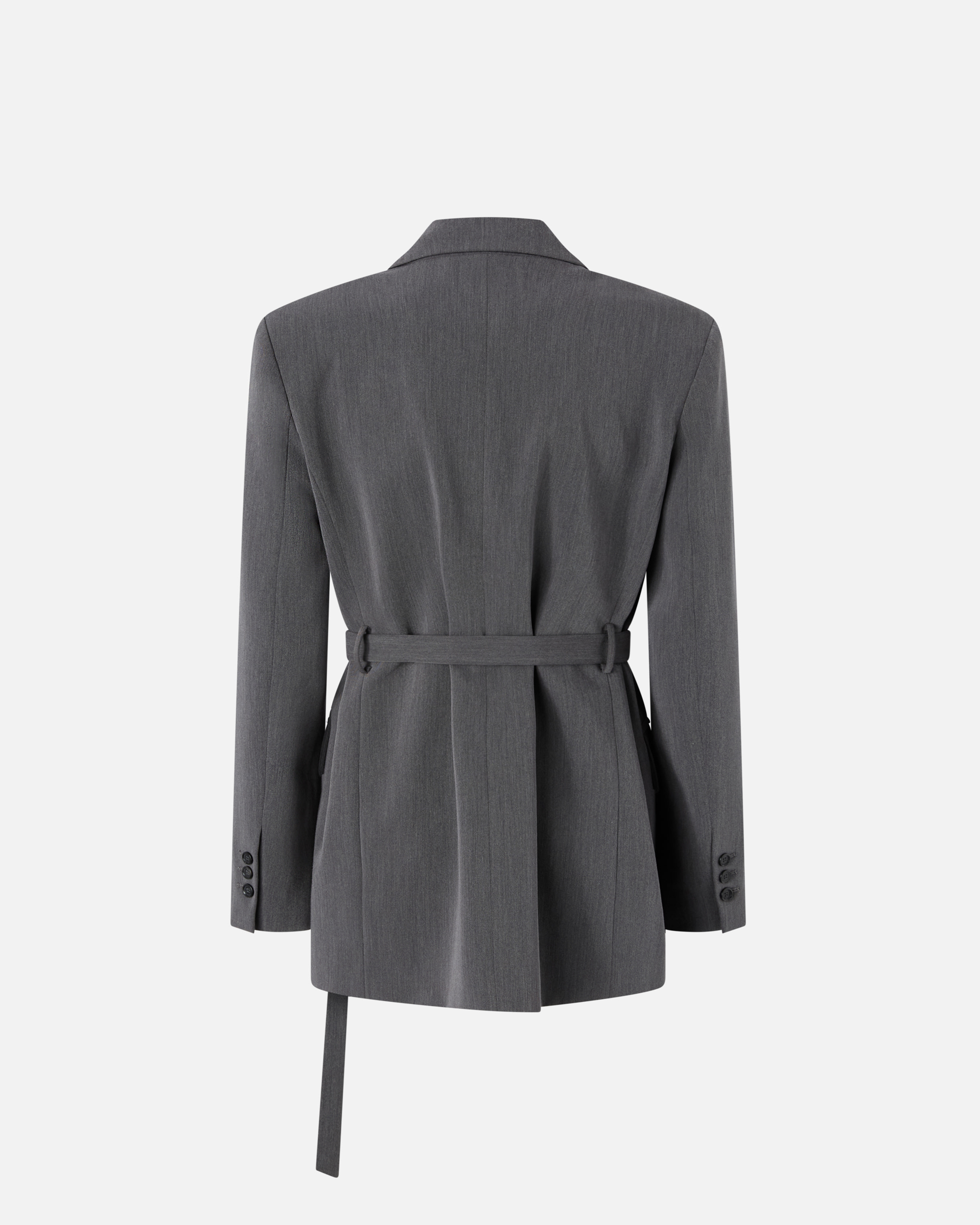 Pinko Grey Cool Wool Blazer With Belt In Gray