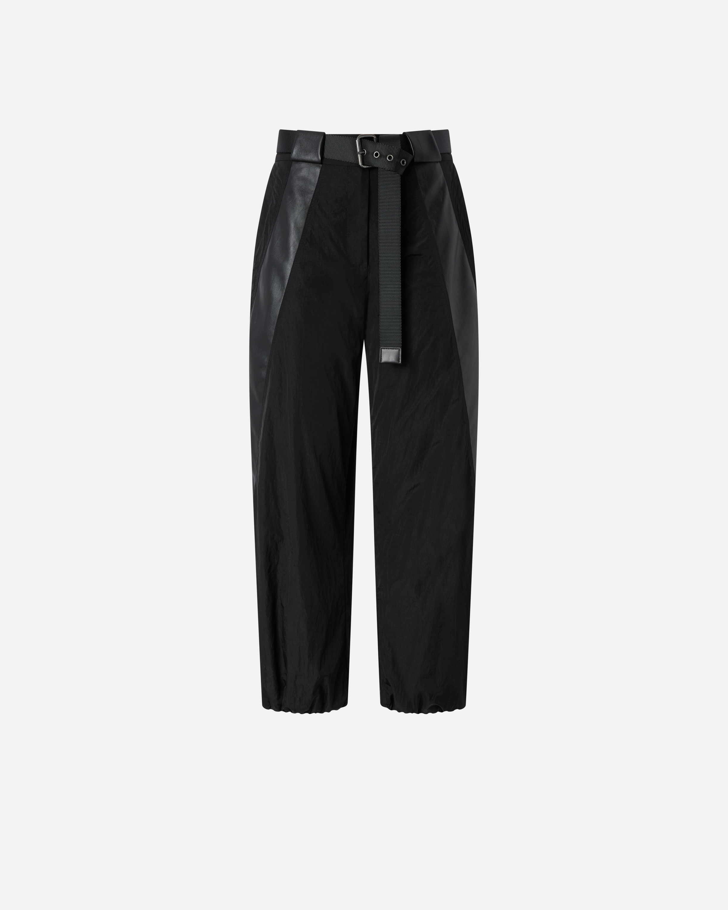 Pinko Black Trousers In Technical Canvas With Coated Fabric Details In Black