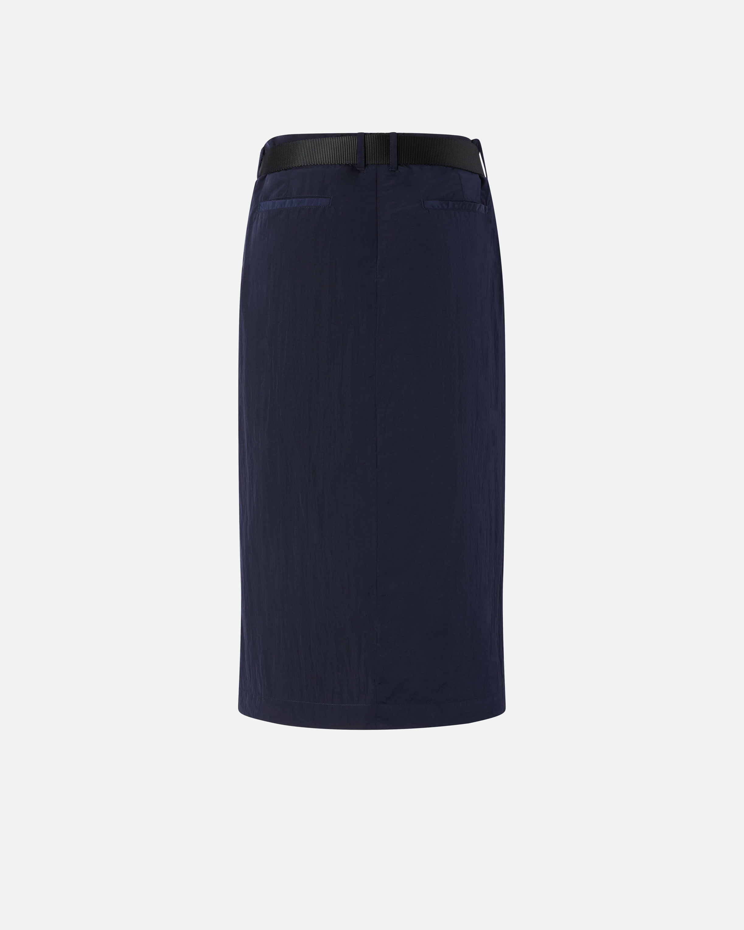 Short asymmetrical skirt in technical fabric with belt 5