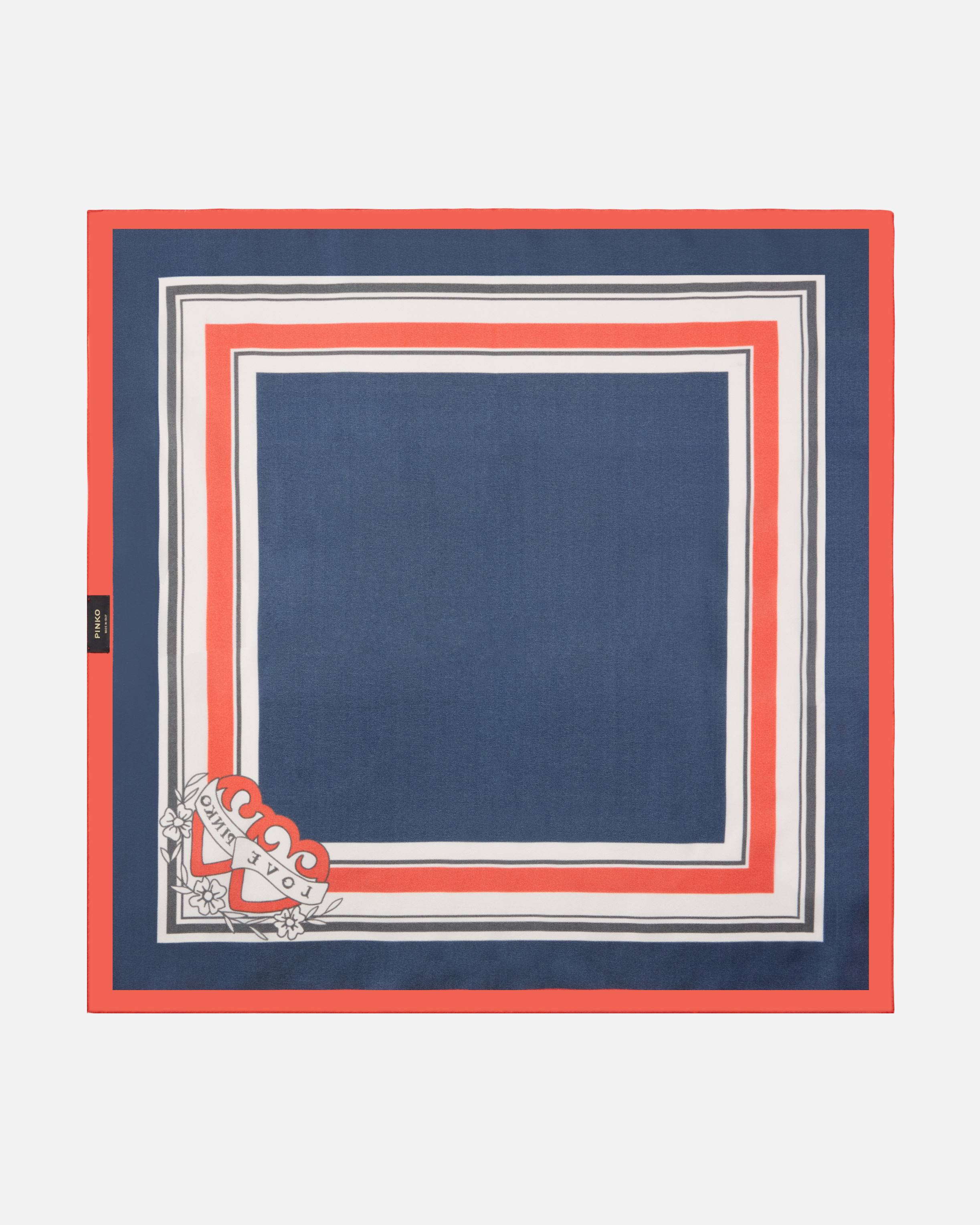 Marinière print silk twill scarf with decorative heart 2