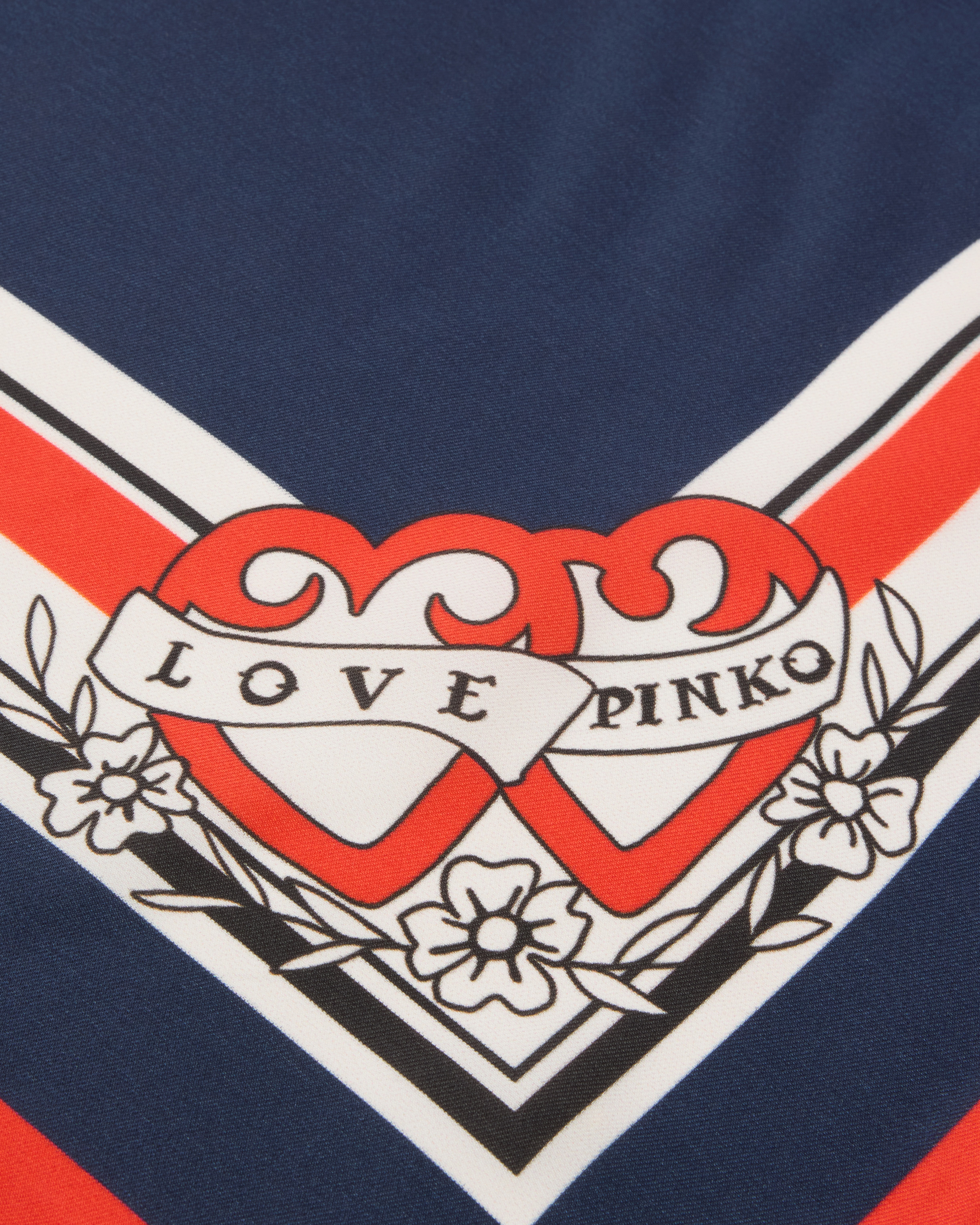 Marinière print silk twill scarf with decorative heart 4