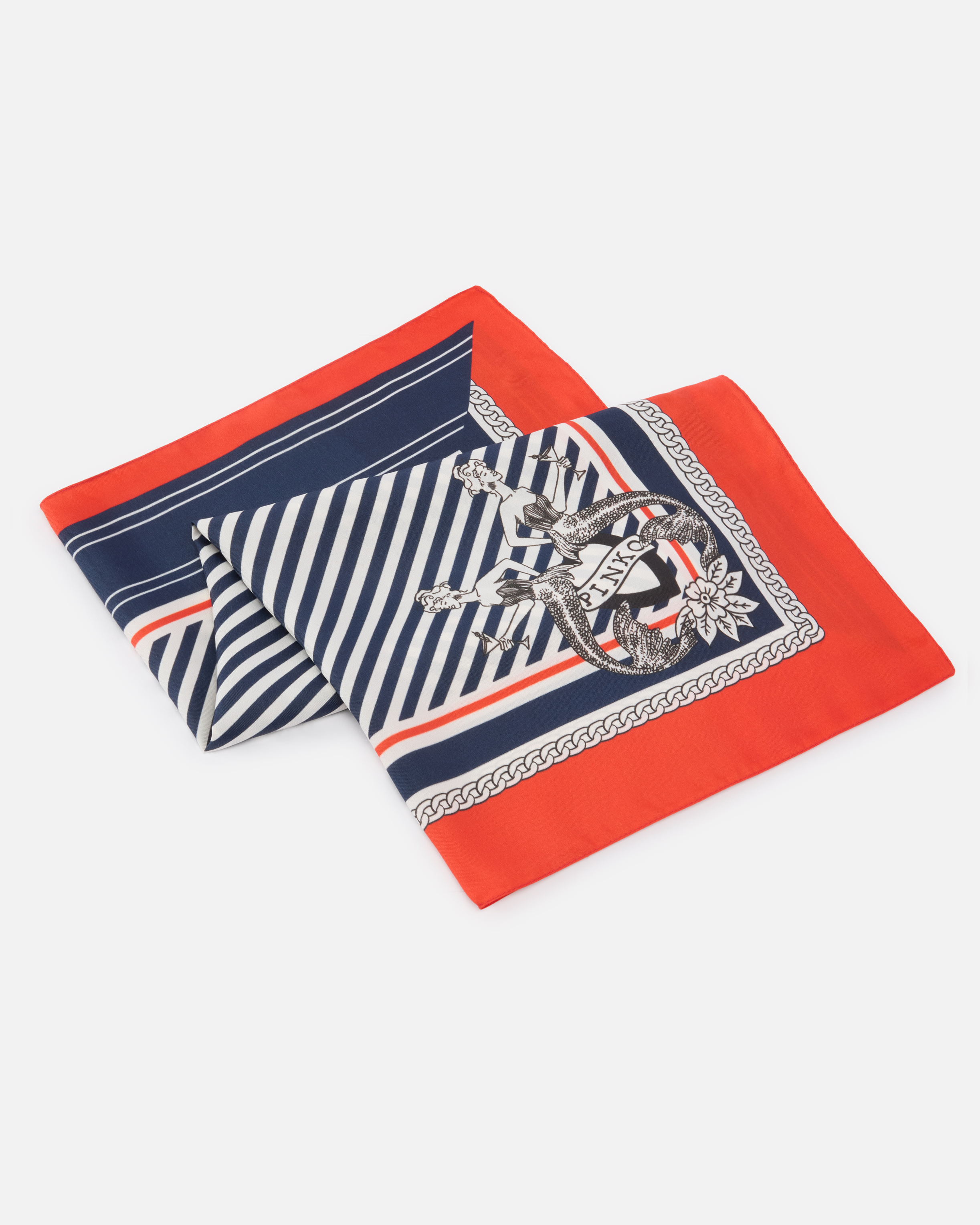 Pinko Marinière Print Twill Scarf In Multi