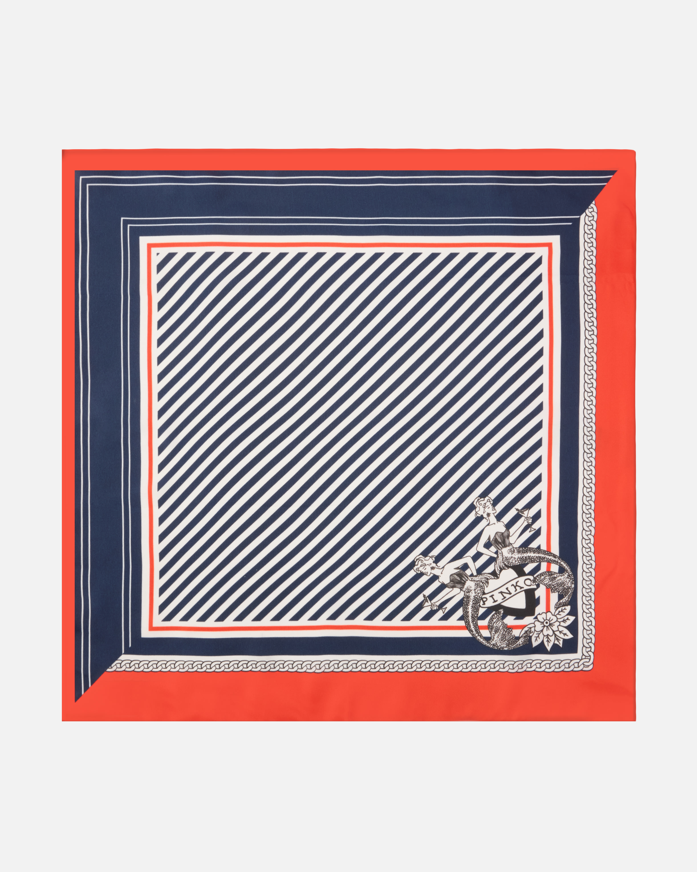 Pinko Marinière Print Twill Scarf In Multi