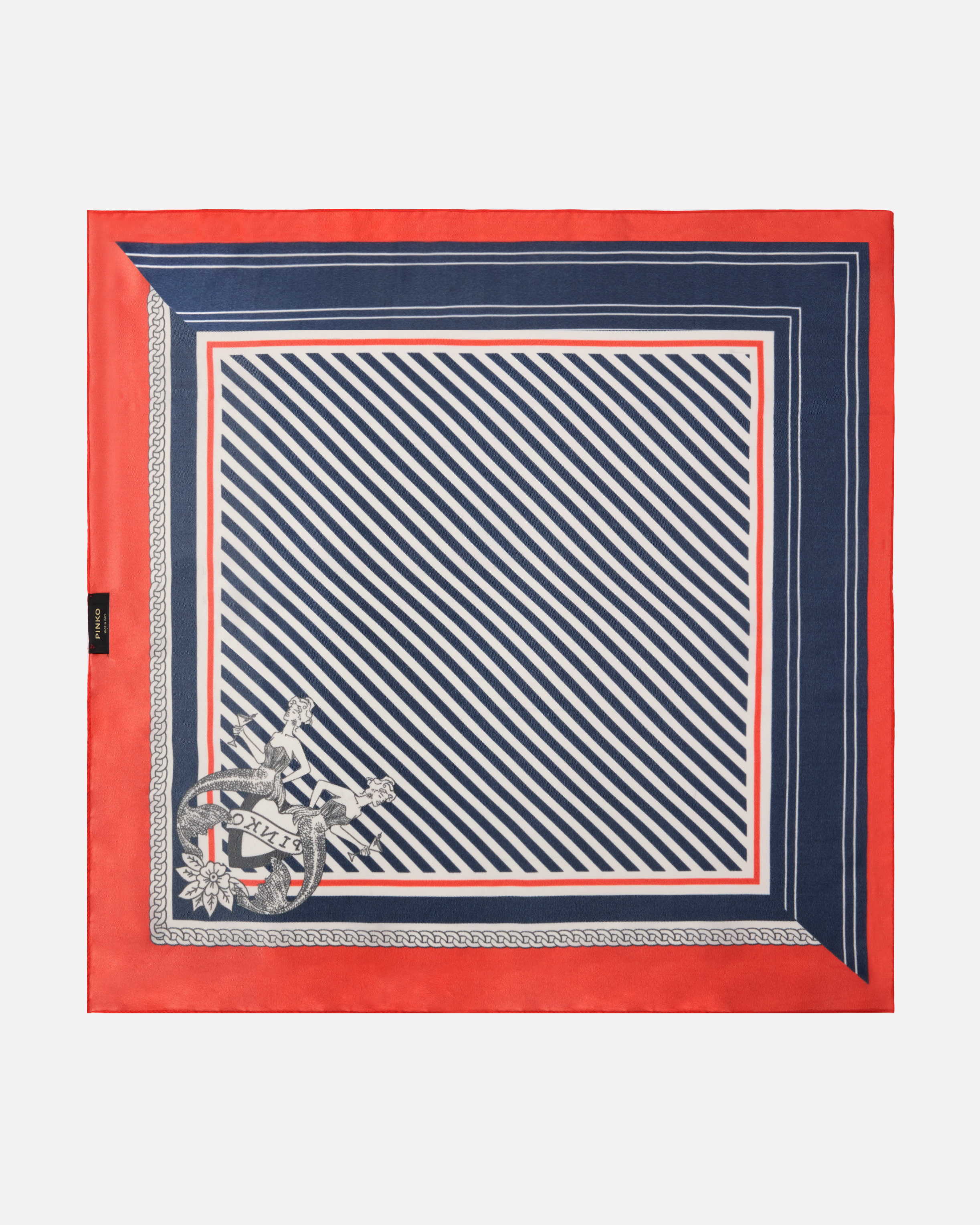 Pinko Marinière Print Twill Scarf In Multi
