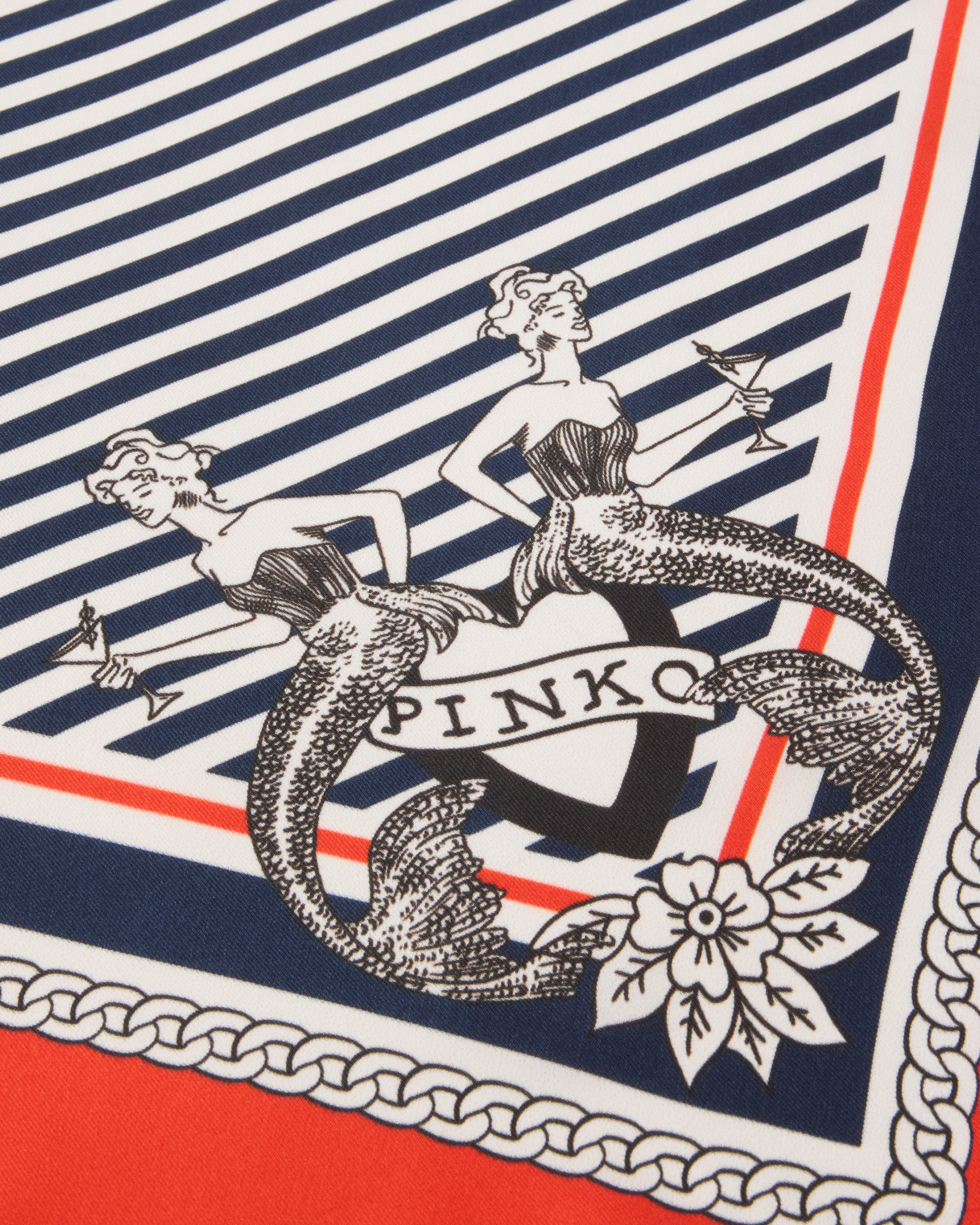 Pinko Marinière Print Twill Scarf In Multi