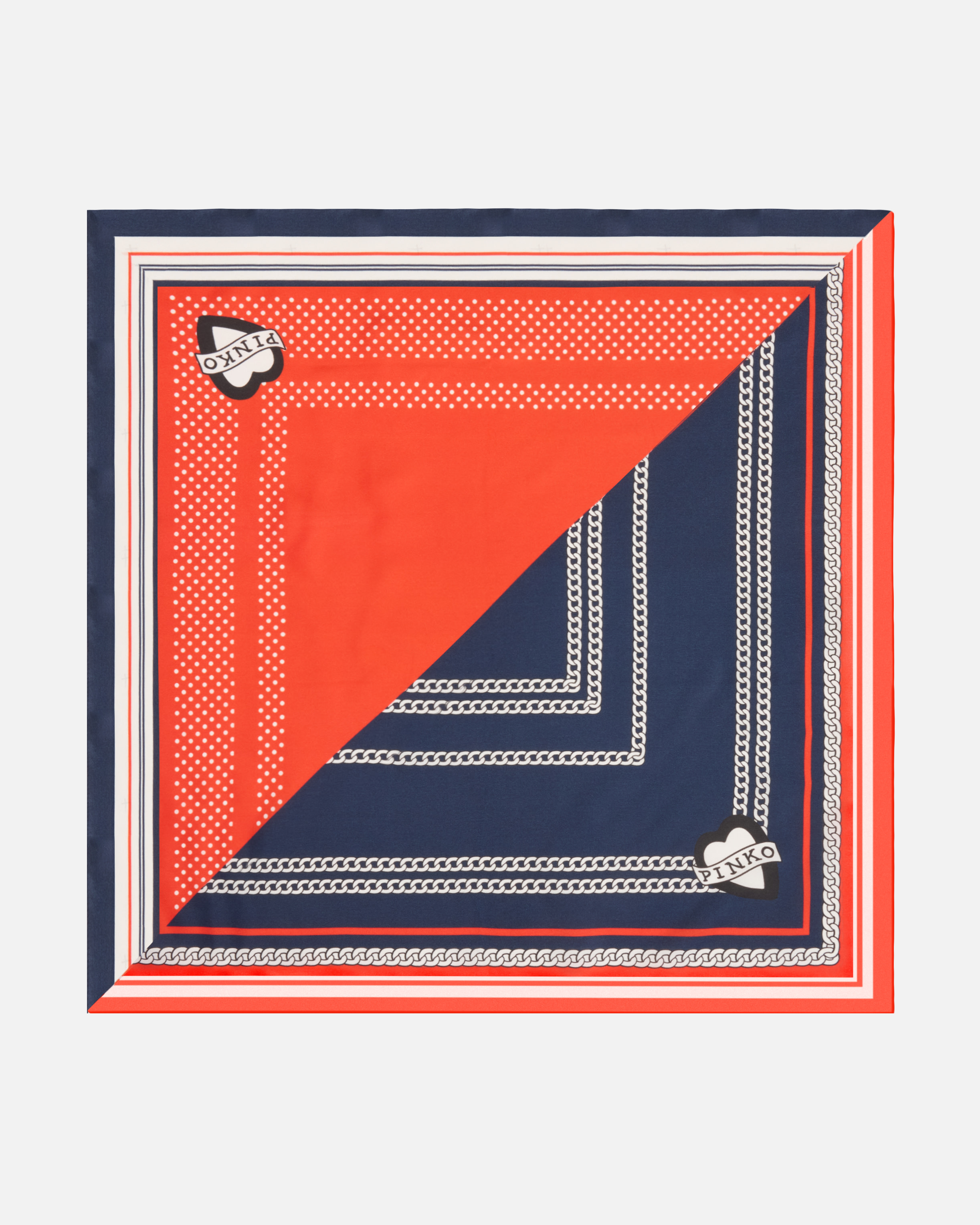 Pinko Twill Scarf With Marinière Print In Multi