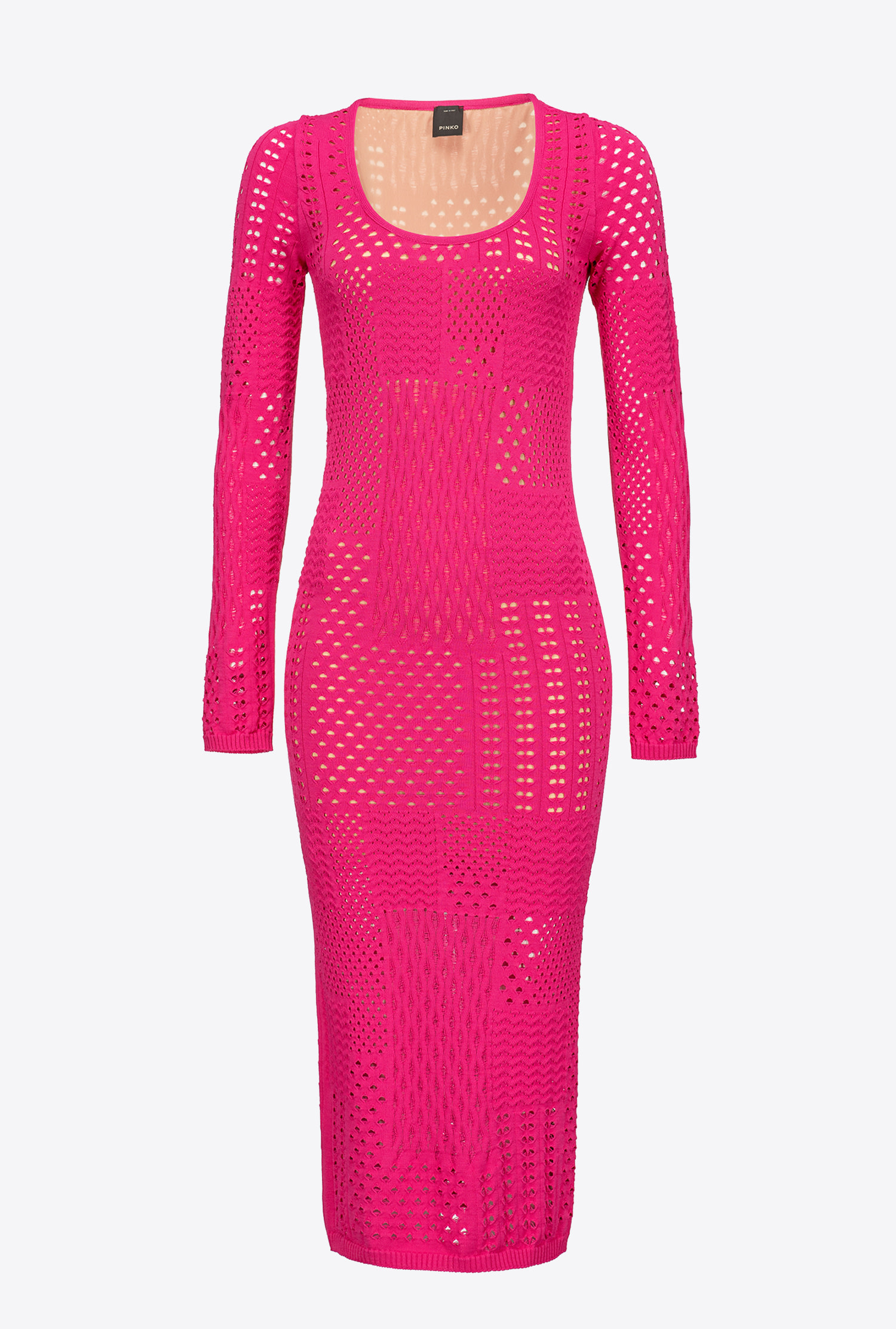 可持续针织连衣裙 - 洋红色, 粉色 - large | pinko