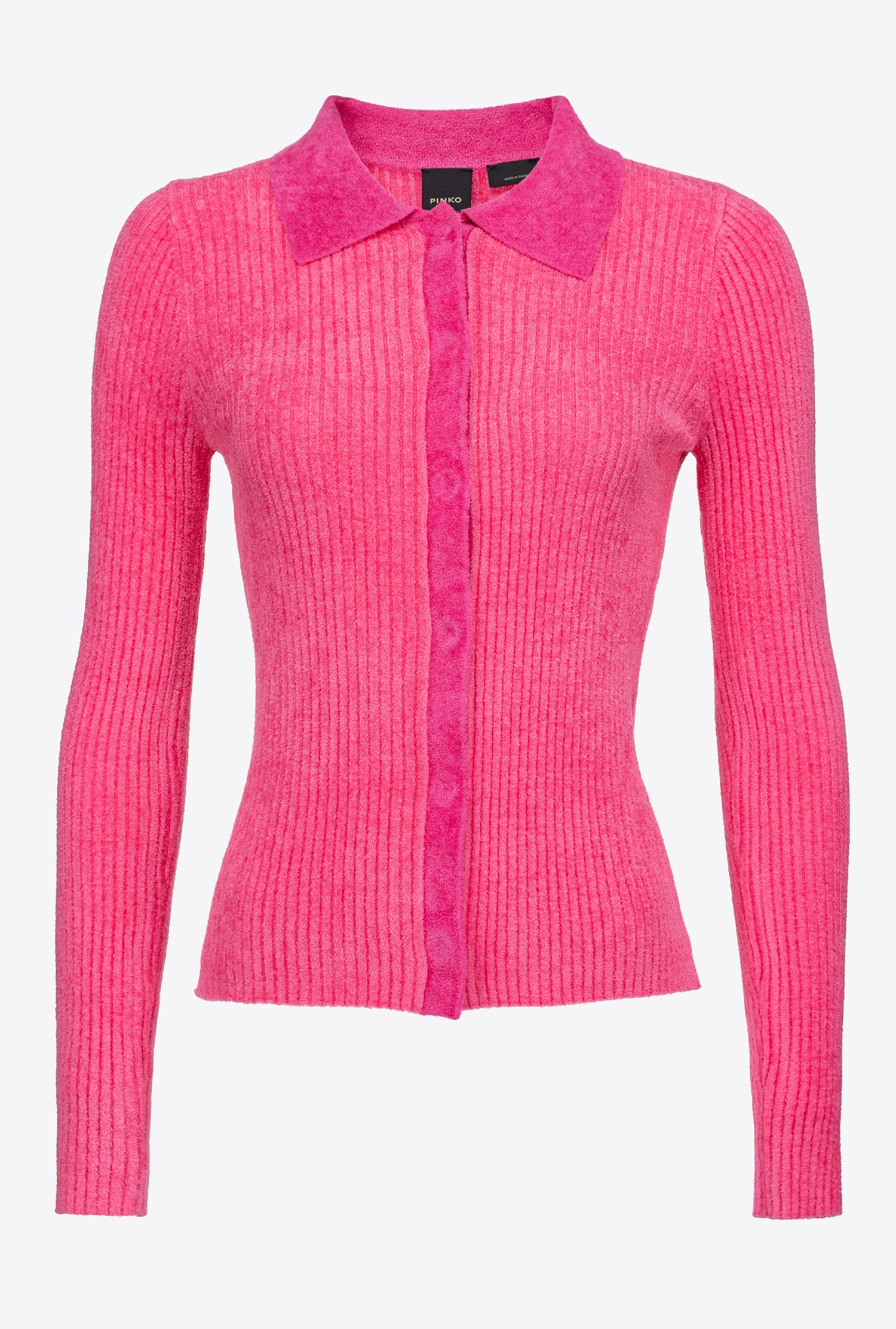 雪尼尔 polo 开衫 - 洋红色, 粉色 - large | pinko