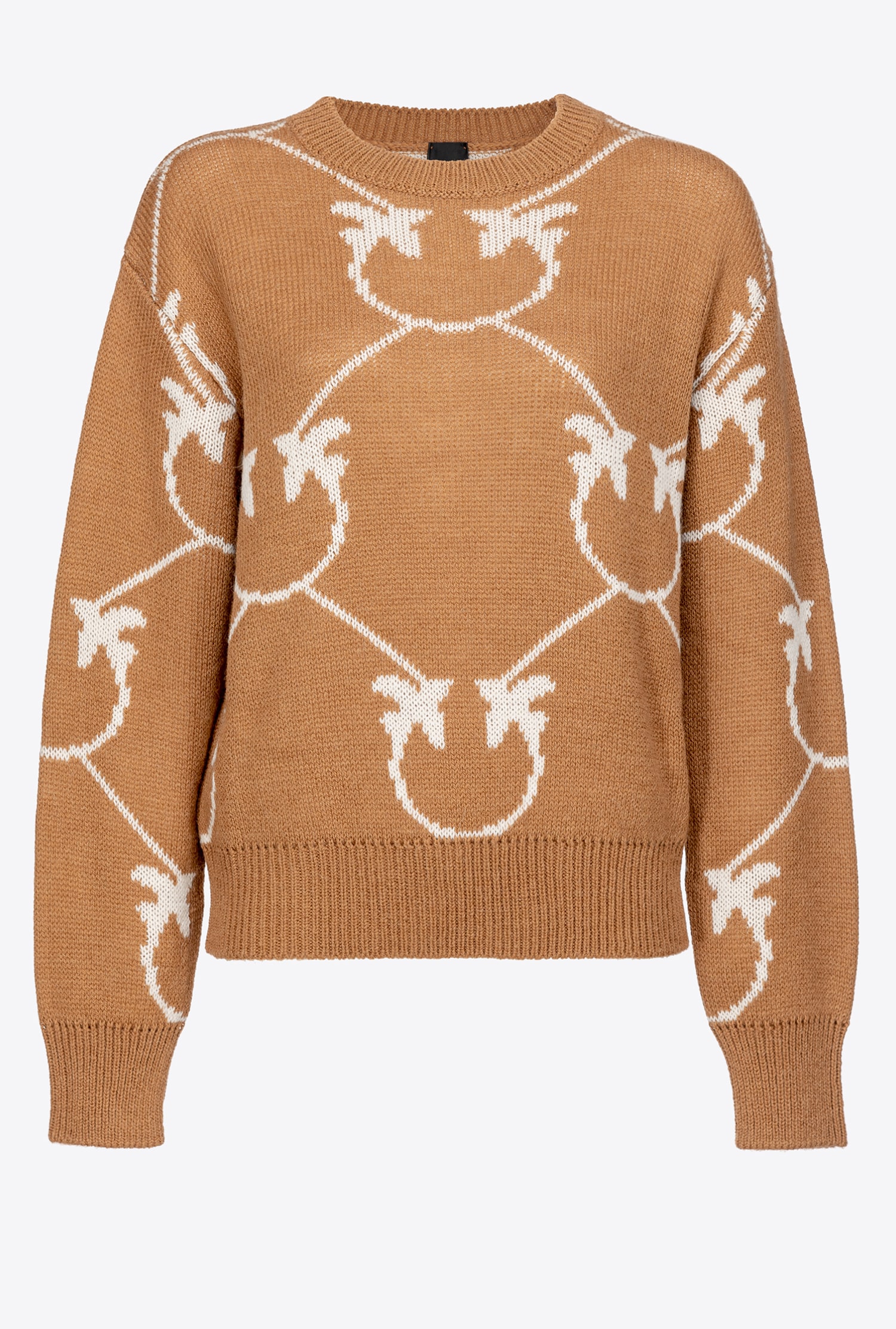 Monogram jacquard pullover - Beige - large | Pinko 
