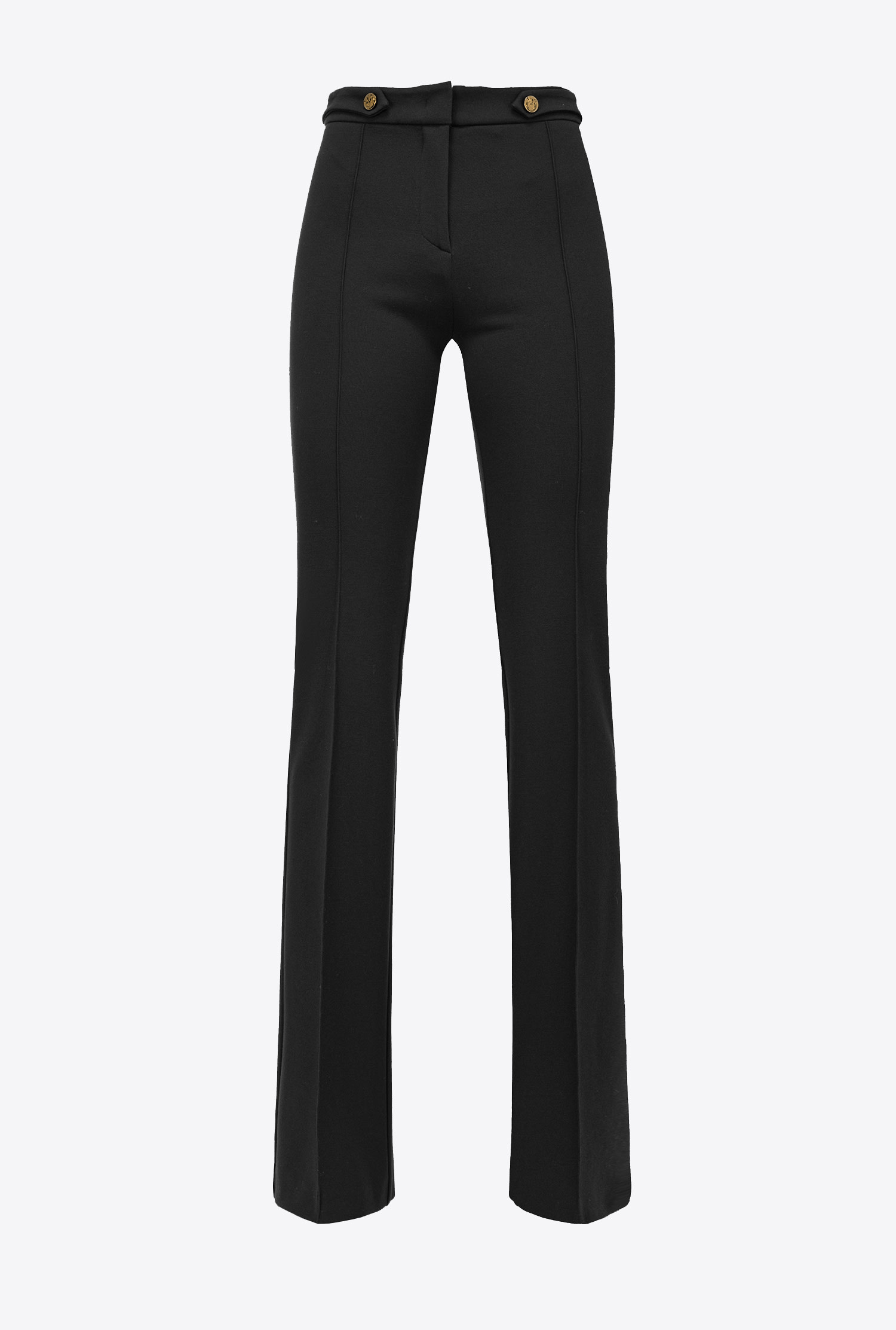 Pinko Flared Trousers With Buttons In Limo Black