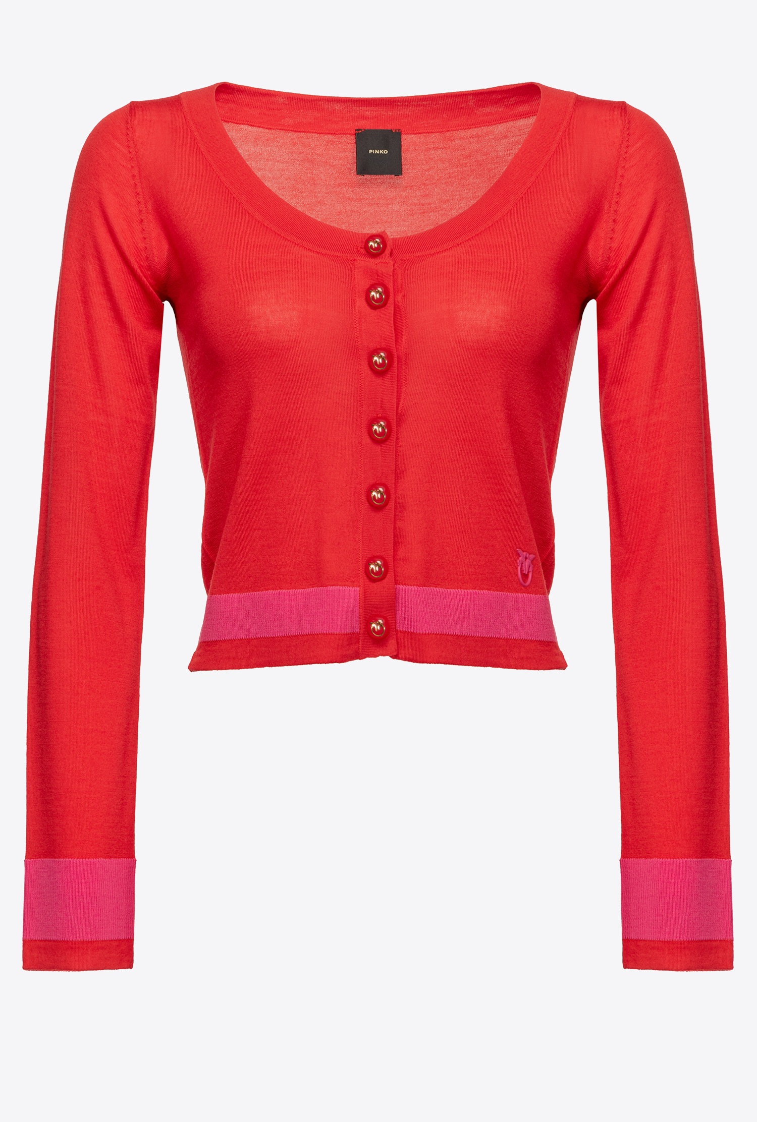 Cropped colour-block cardigan - Red - large | Pinko 