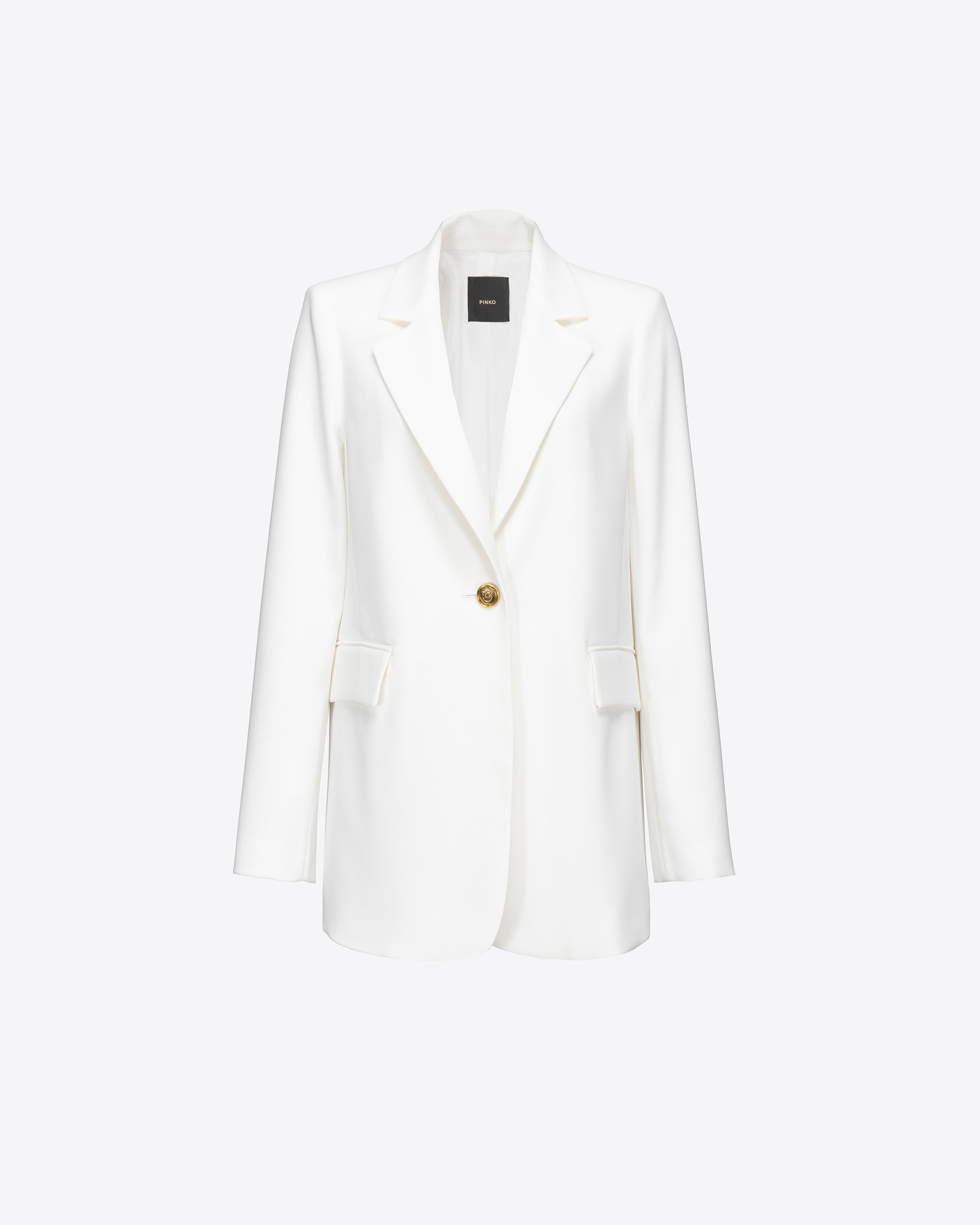 Shop Pinko Blazer Monopetto In Crêpe Stretch In Garlic White