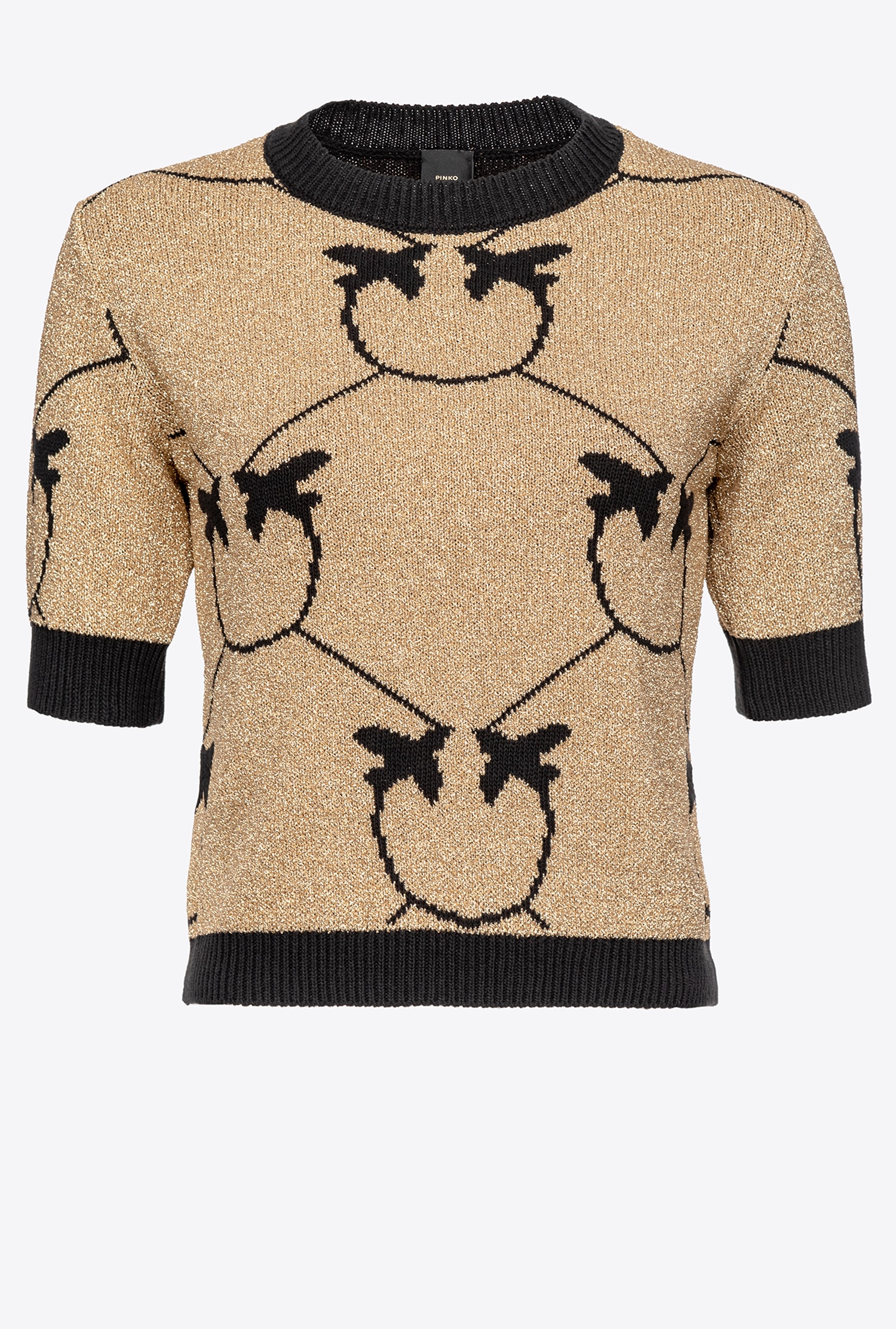 Cropped Monogram jacquard sweater - Gold/black