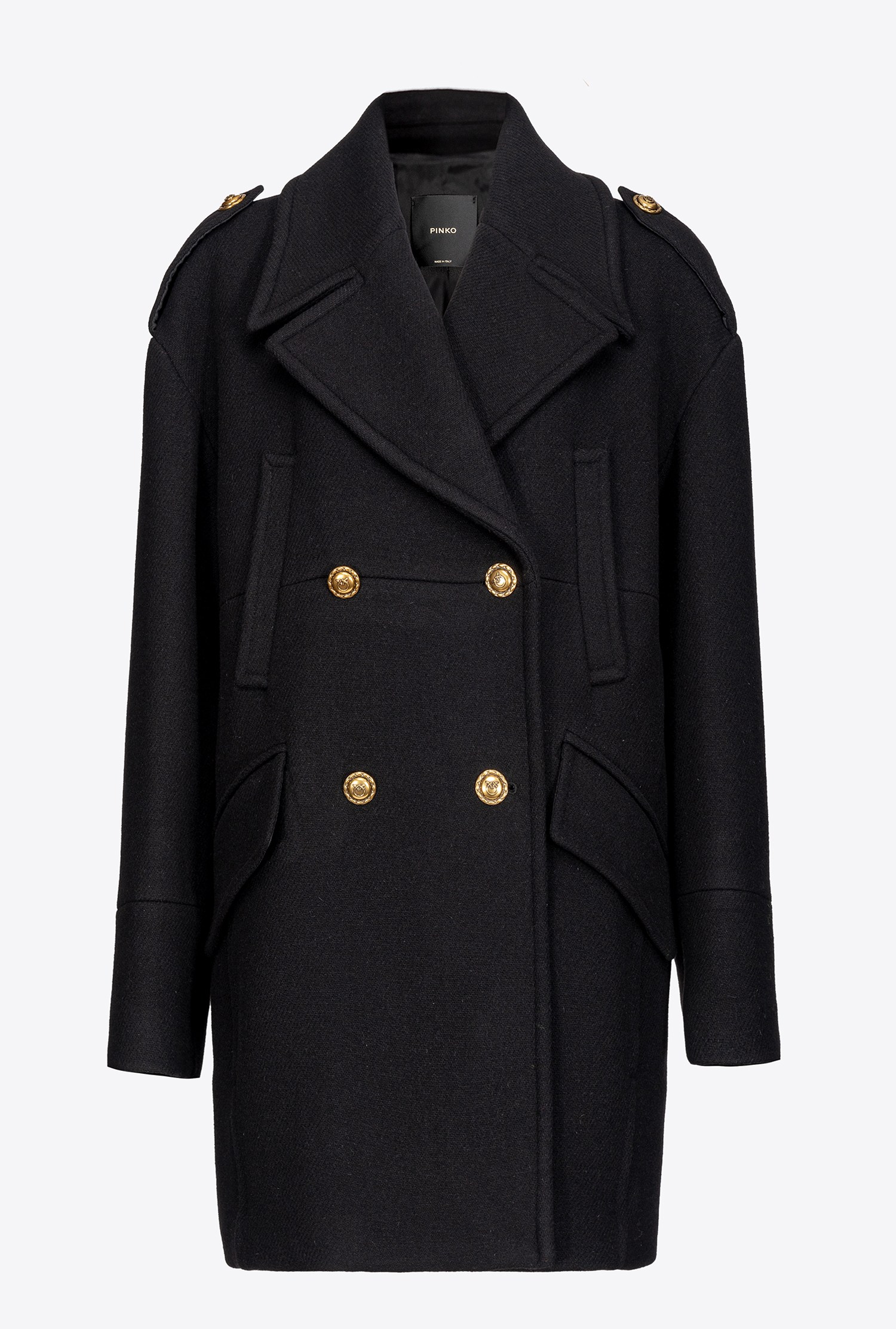 Cloth pea coat - Black - large | Pinko 