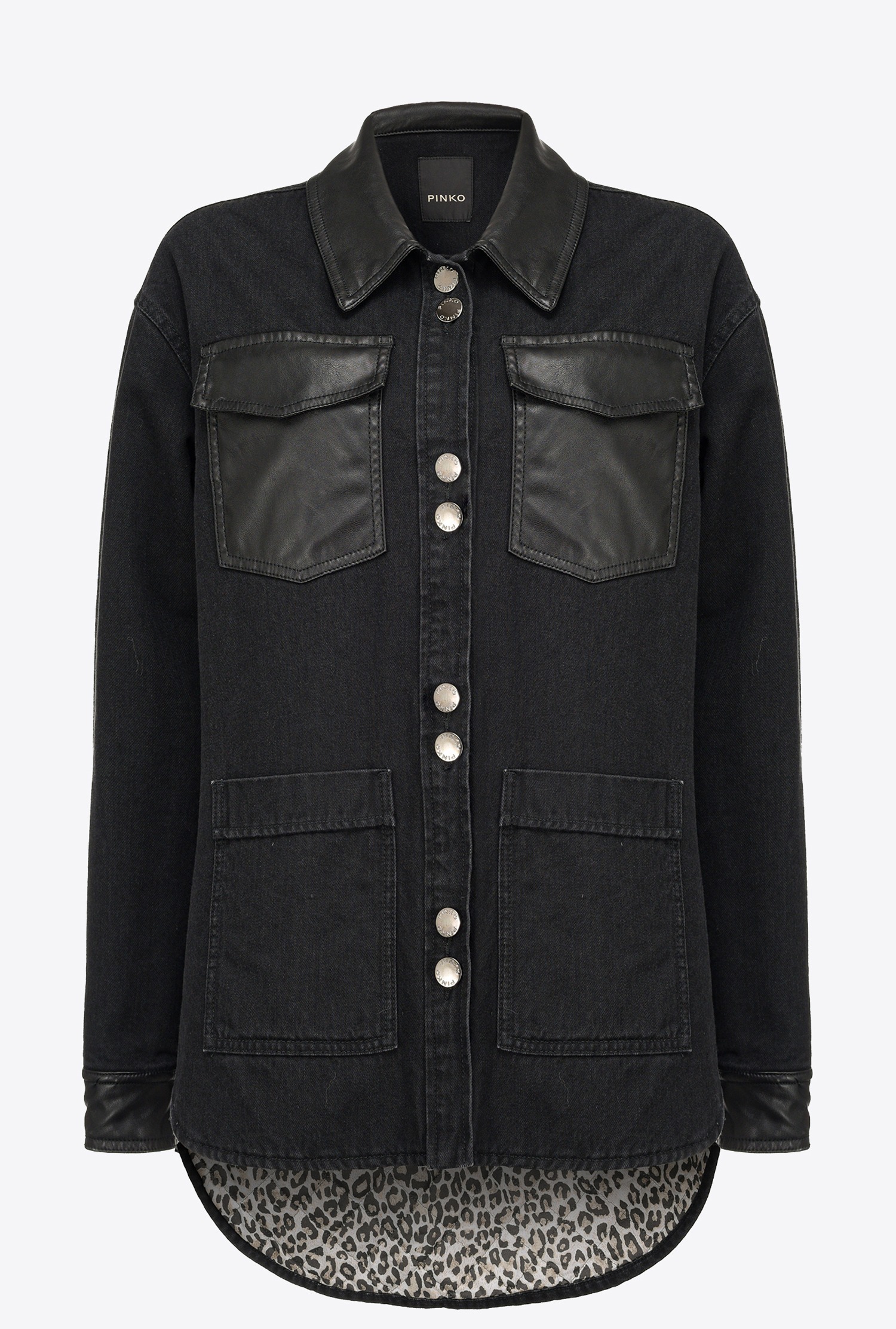 黑色丹宁衬衫夹克 - 黑色 - large | pinko