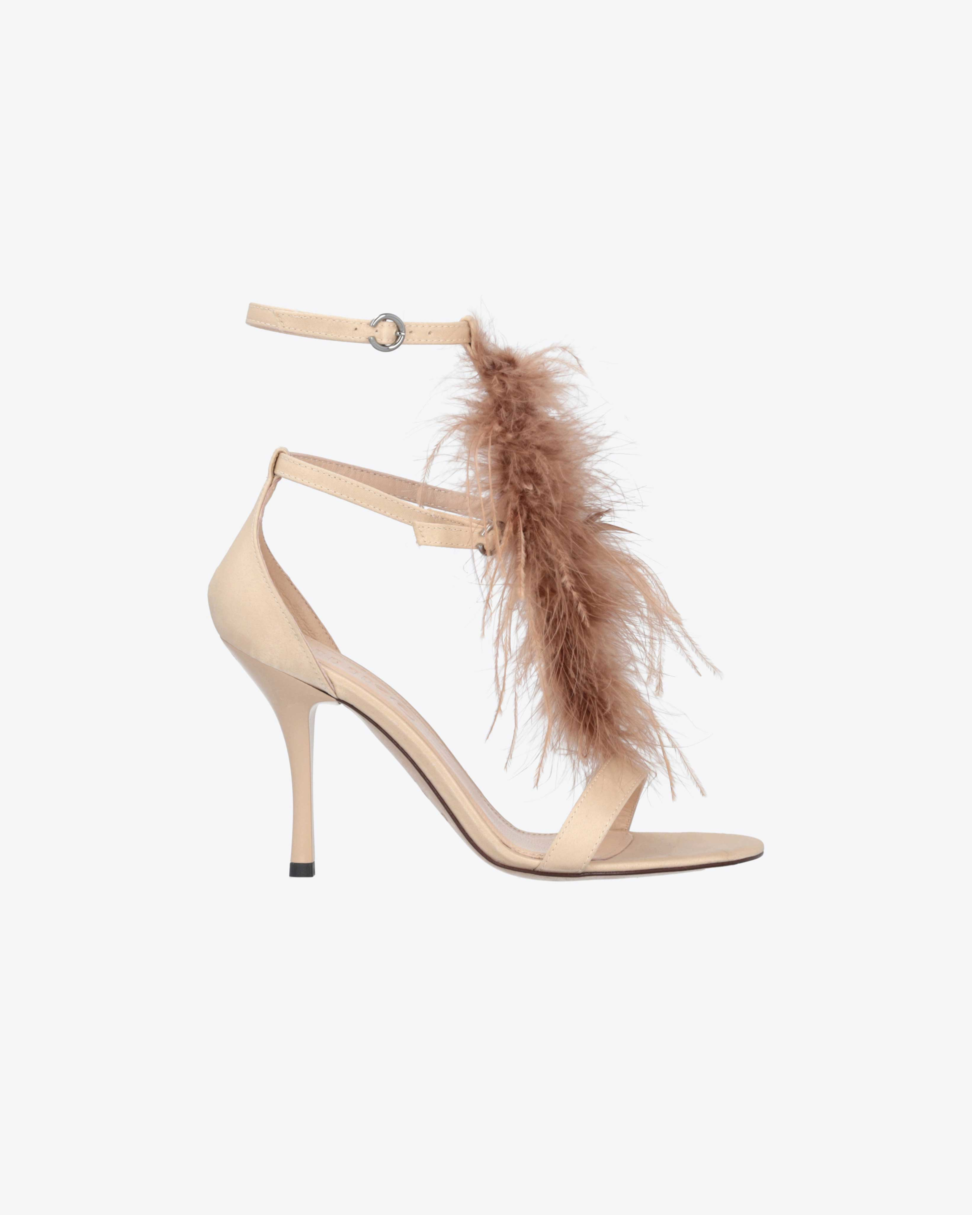 Pinko Sandals With Feathers In Vexillum Purple