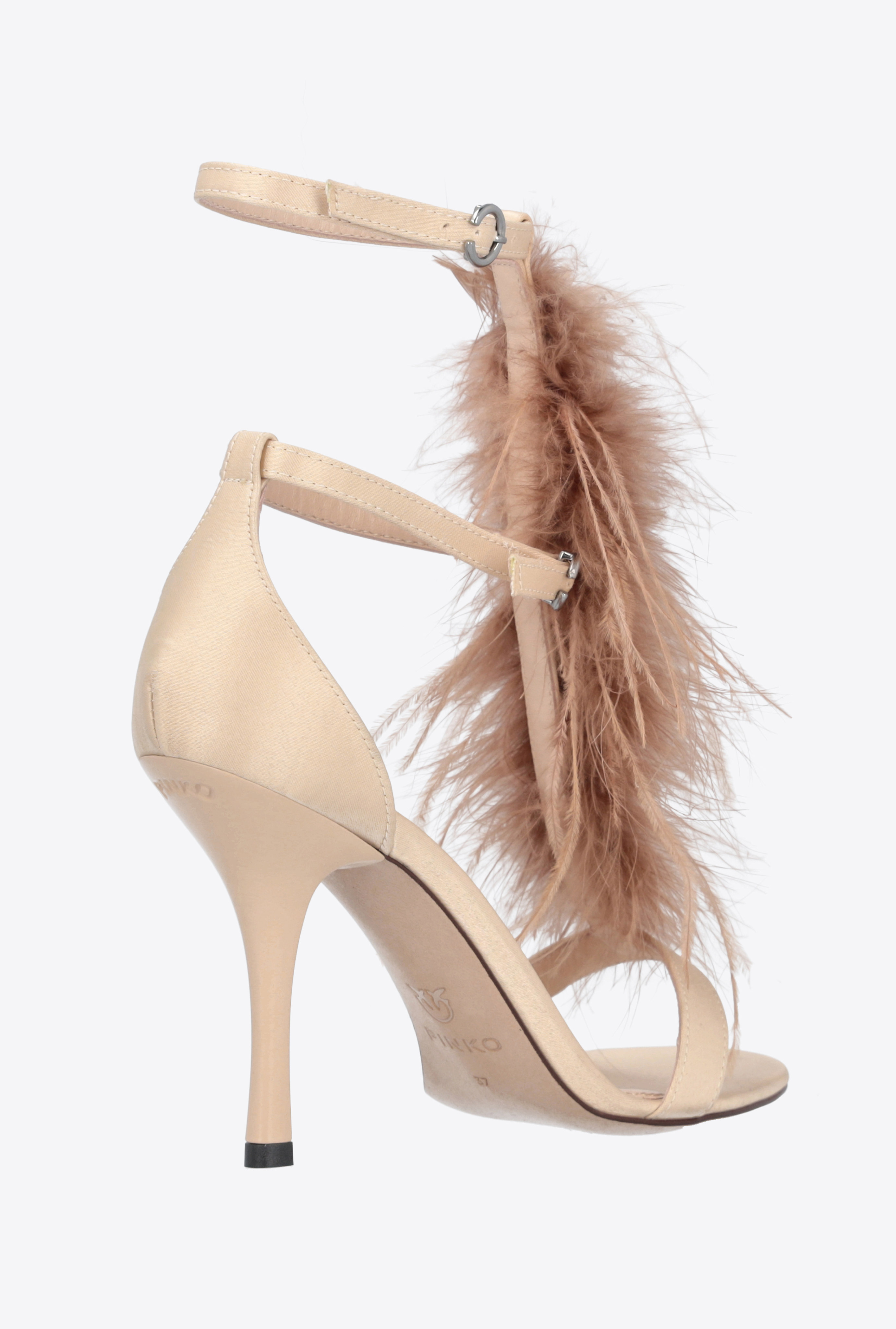 Shop Pinko Sandals With Feathers In Vexillum Purple