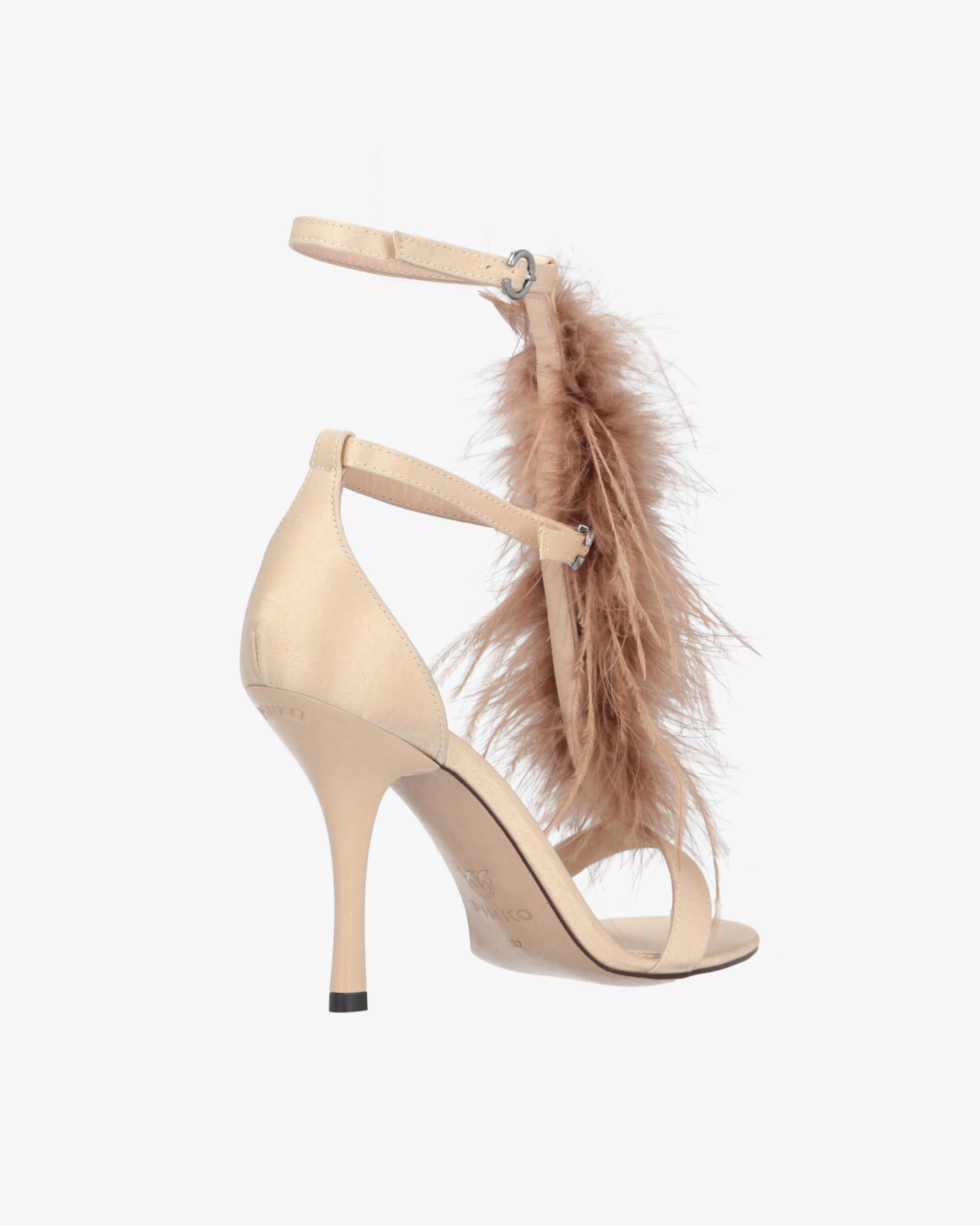 Shop Pinko Sandals With Feathers In Vexillum Purple