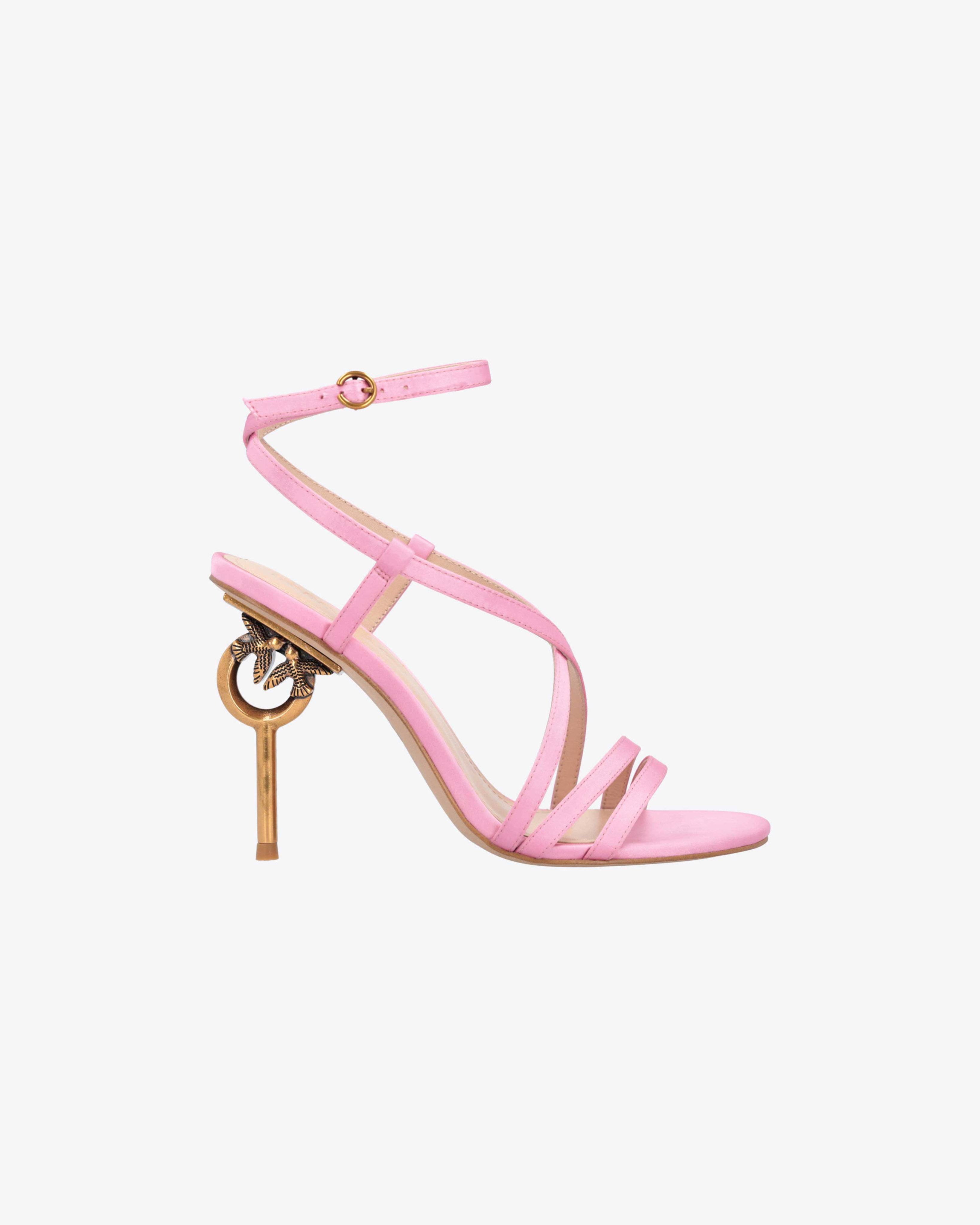 Pinko Love Birds Heeled Satin Sandals In Rose