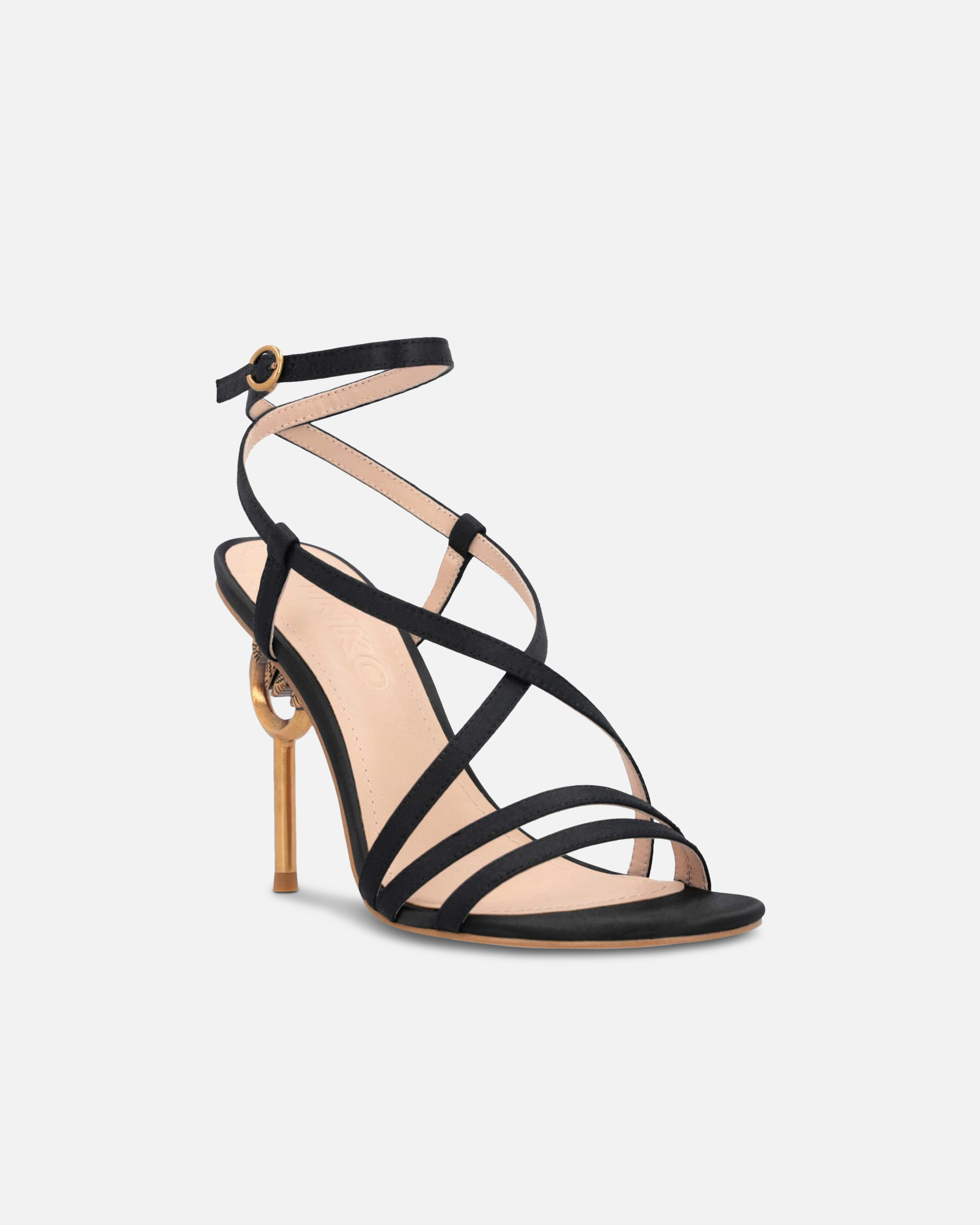 Атласные босоножки на каблуке Love Birds - ЧЕРНЫЙ - large