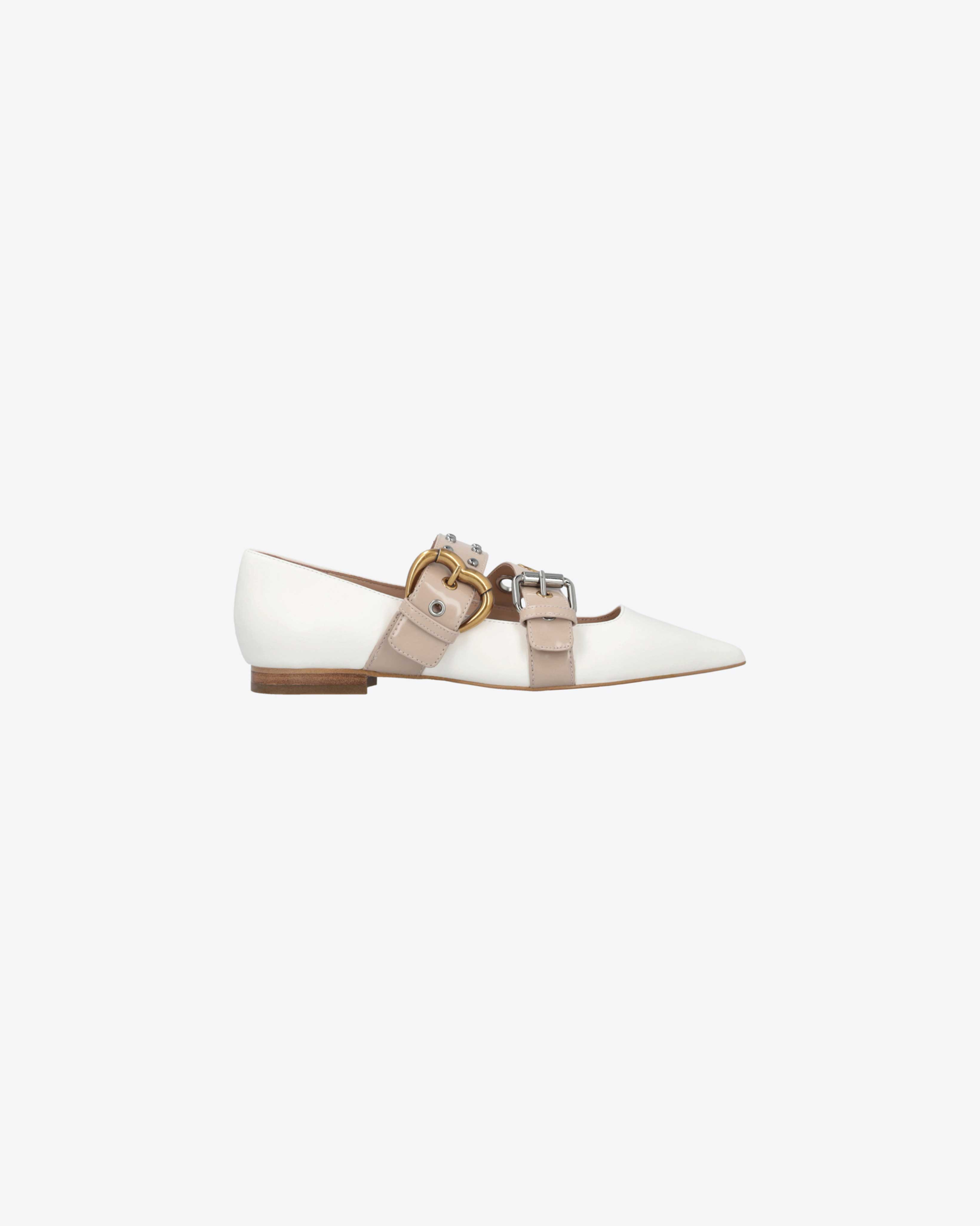 Shop Pinko Ballerinas With Buckles In Pure White