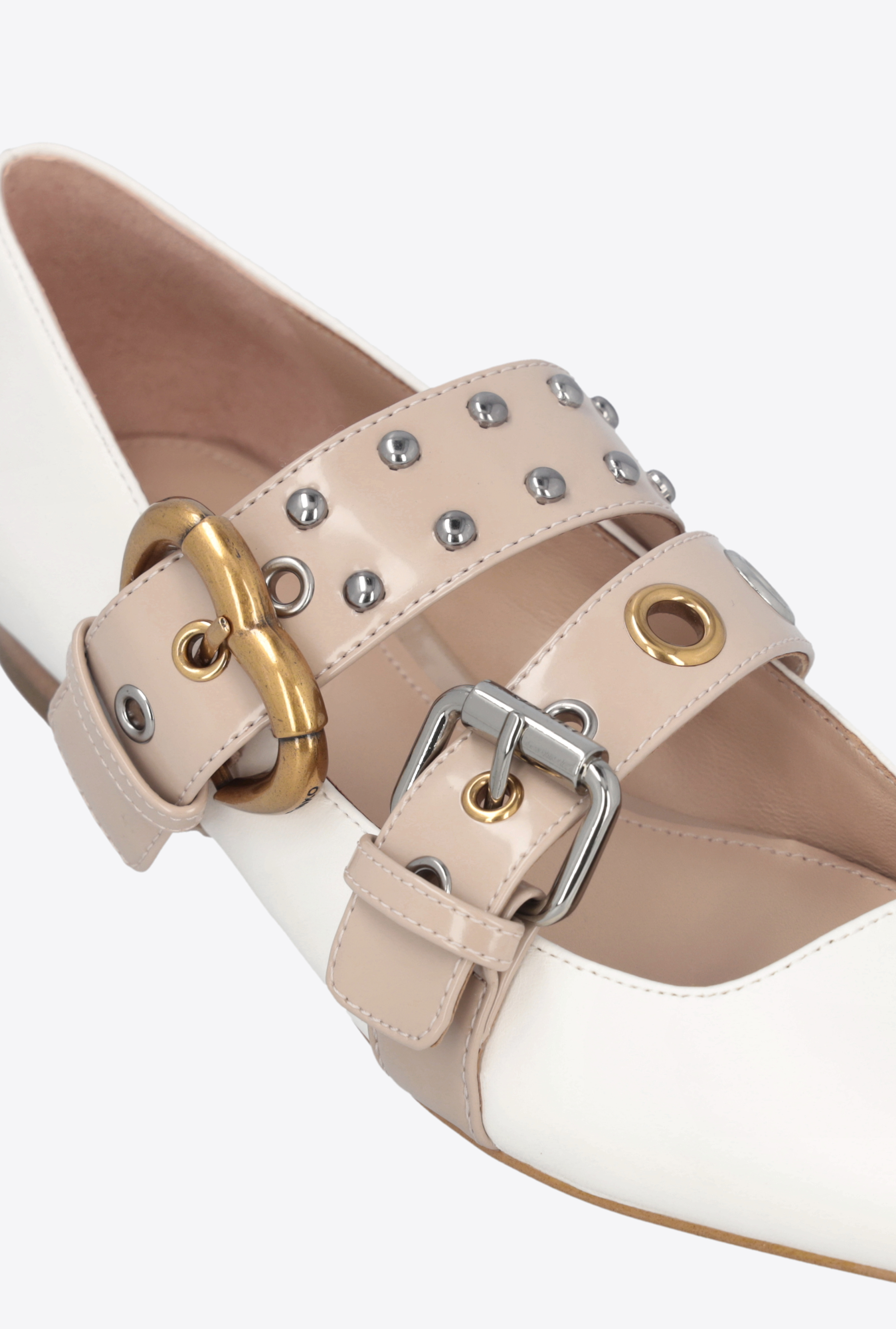 Shop Pinko Ballerinas With Buckles In Pure White