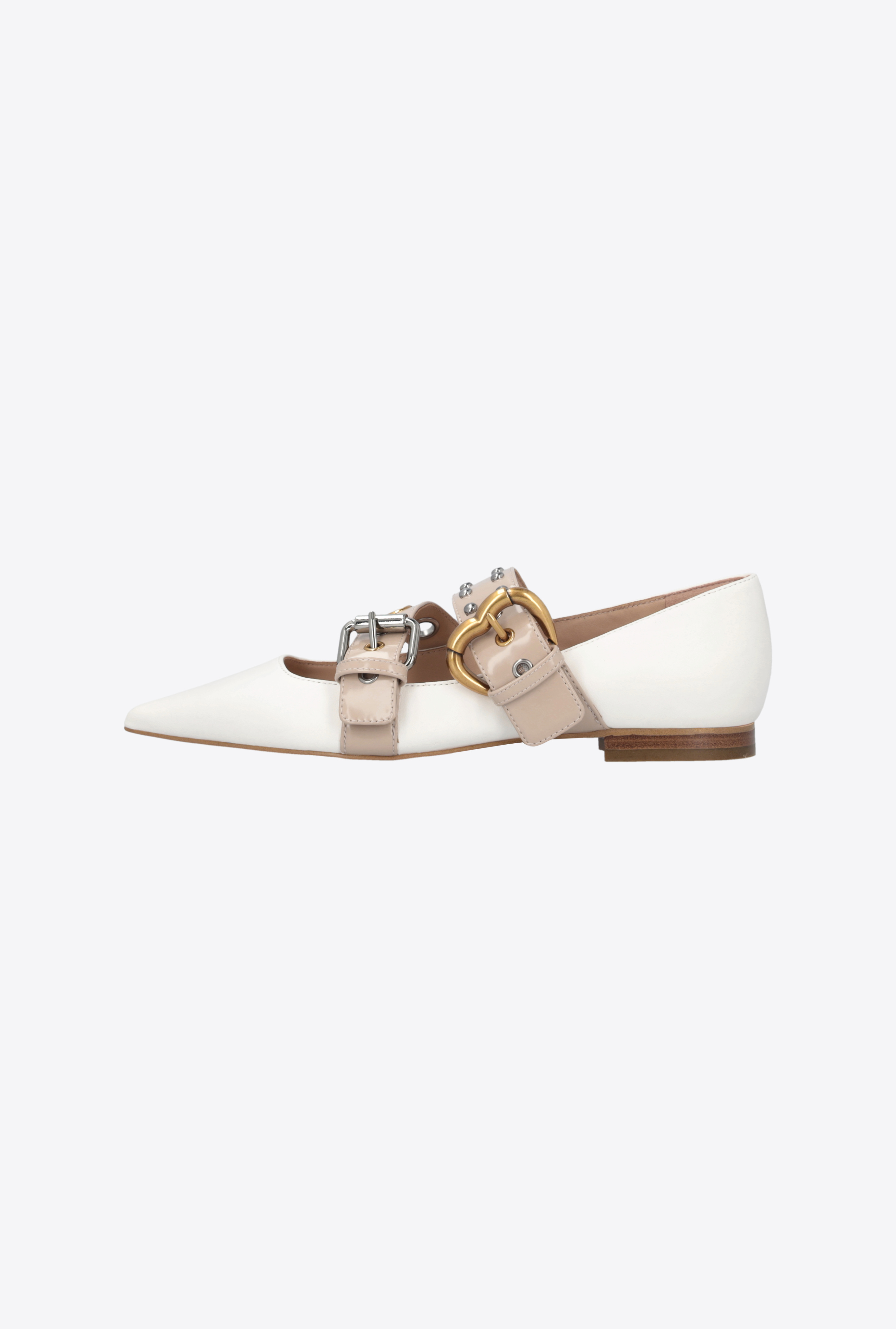 Shop Pinko Ballerinas With Buckles In Pure White