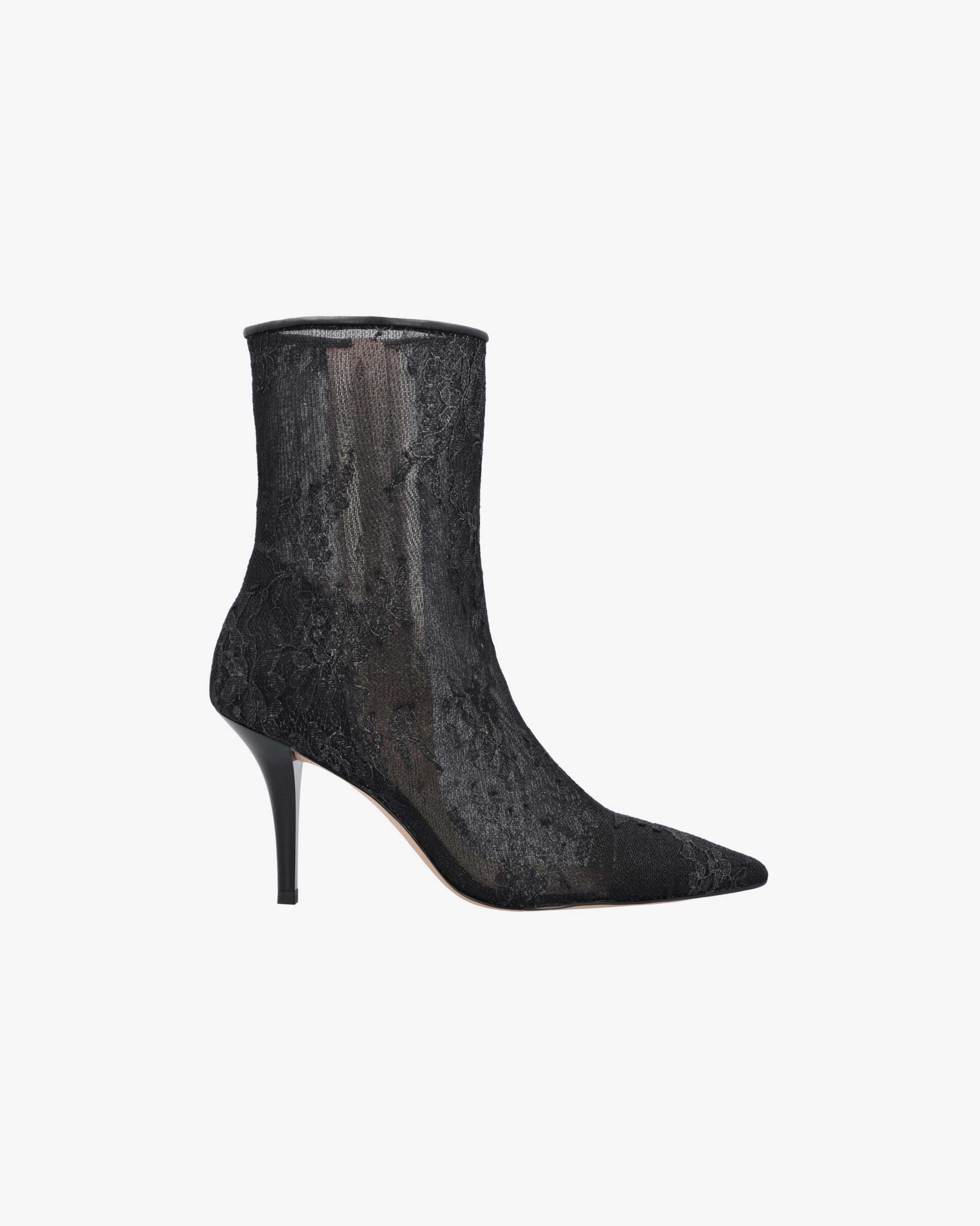 Pinko Lace Ankle Boots In Noir Limousine