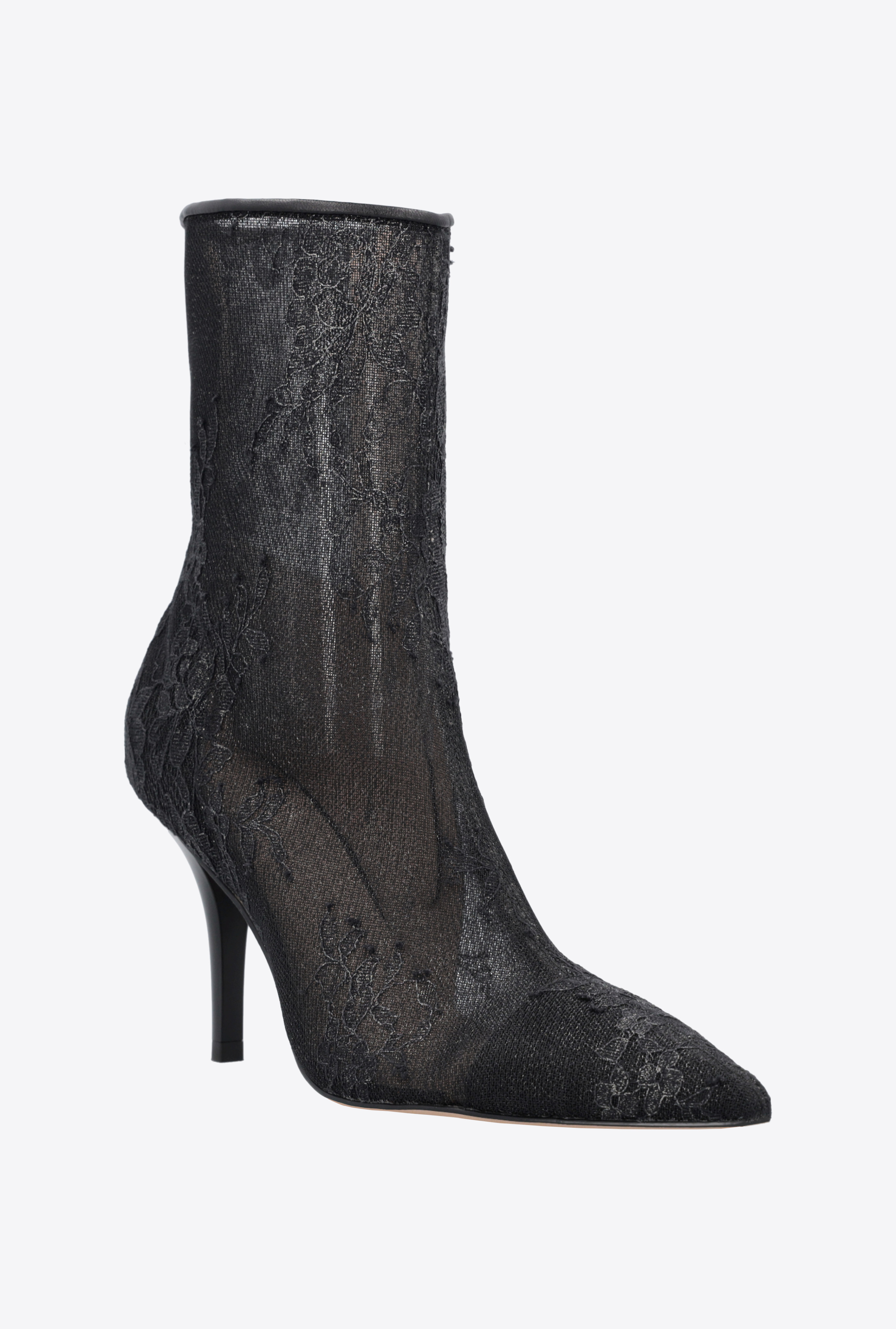 Shop Pinko Lace Ankle Boots In Noir Limousine