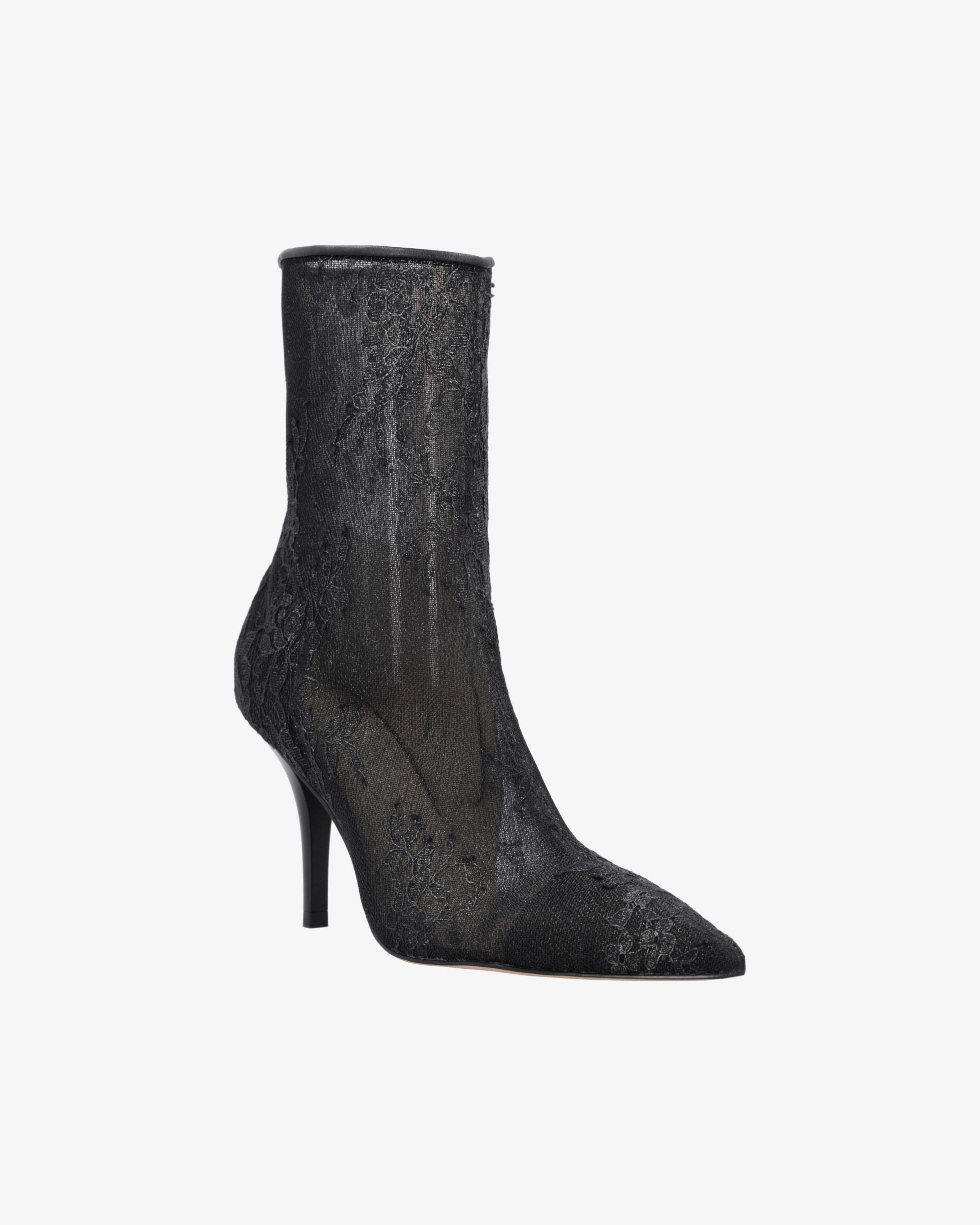 Shop Pinko Lace Ankle Boots In Noir Limousine