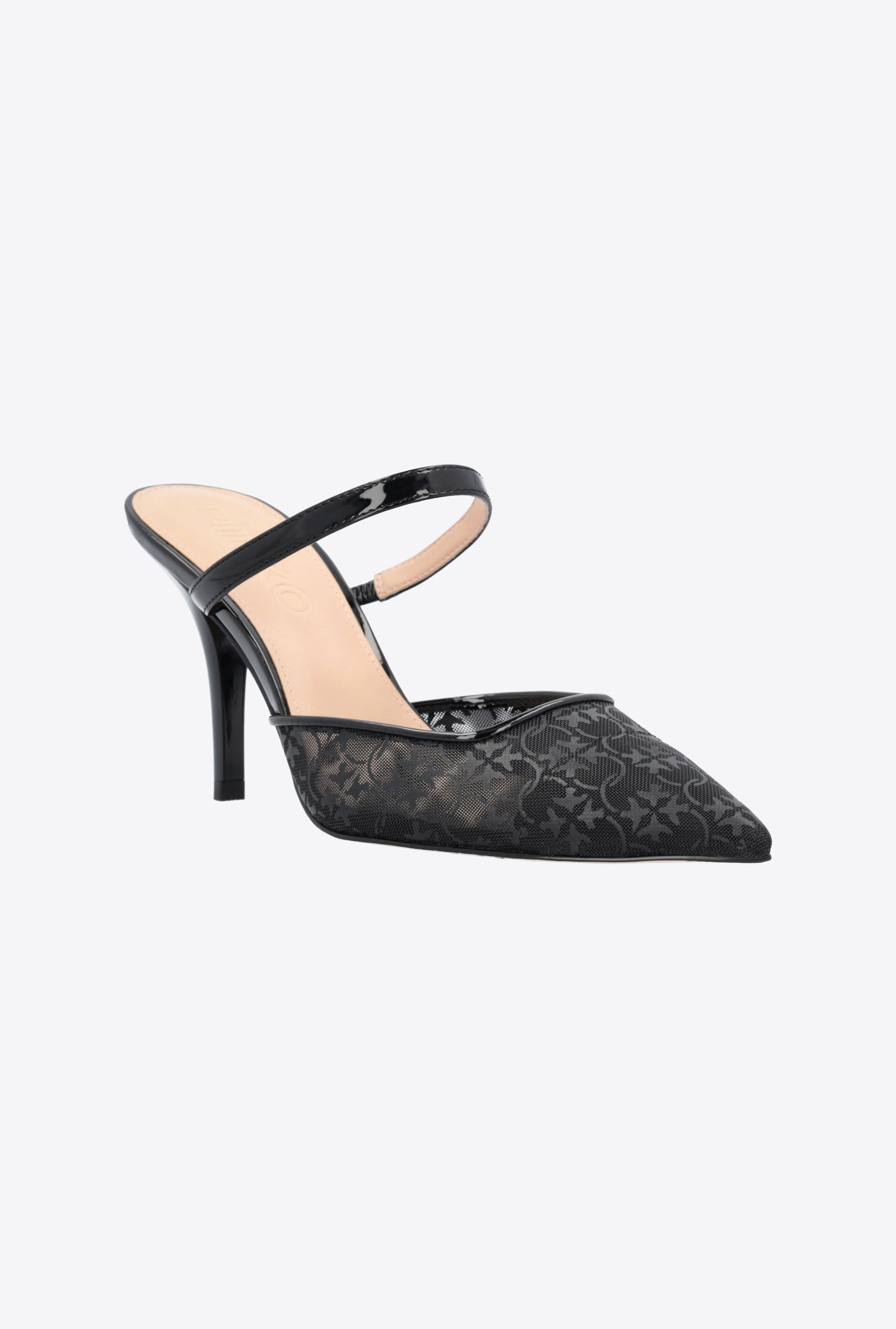 Shop Pinko Mules In Pizzo Con Tacco In Limo Black