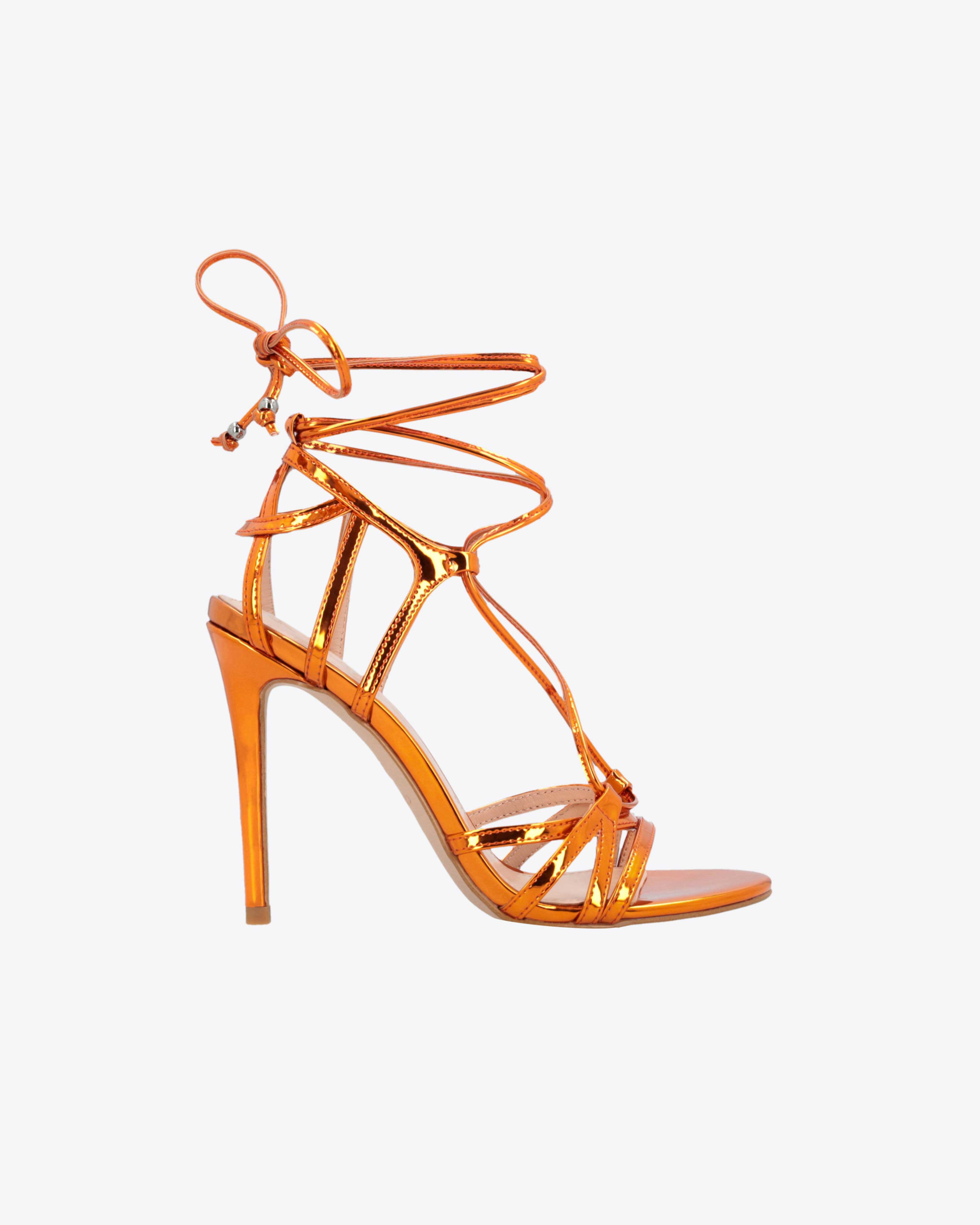 Pinko Laminated Mirror-effect Sandals In Orange