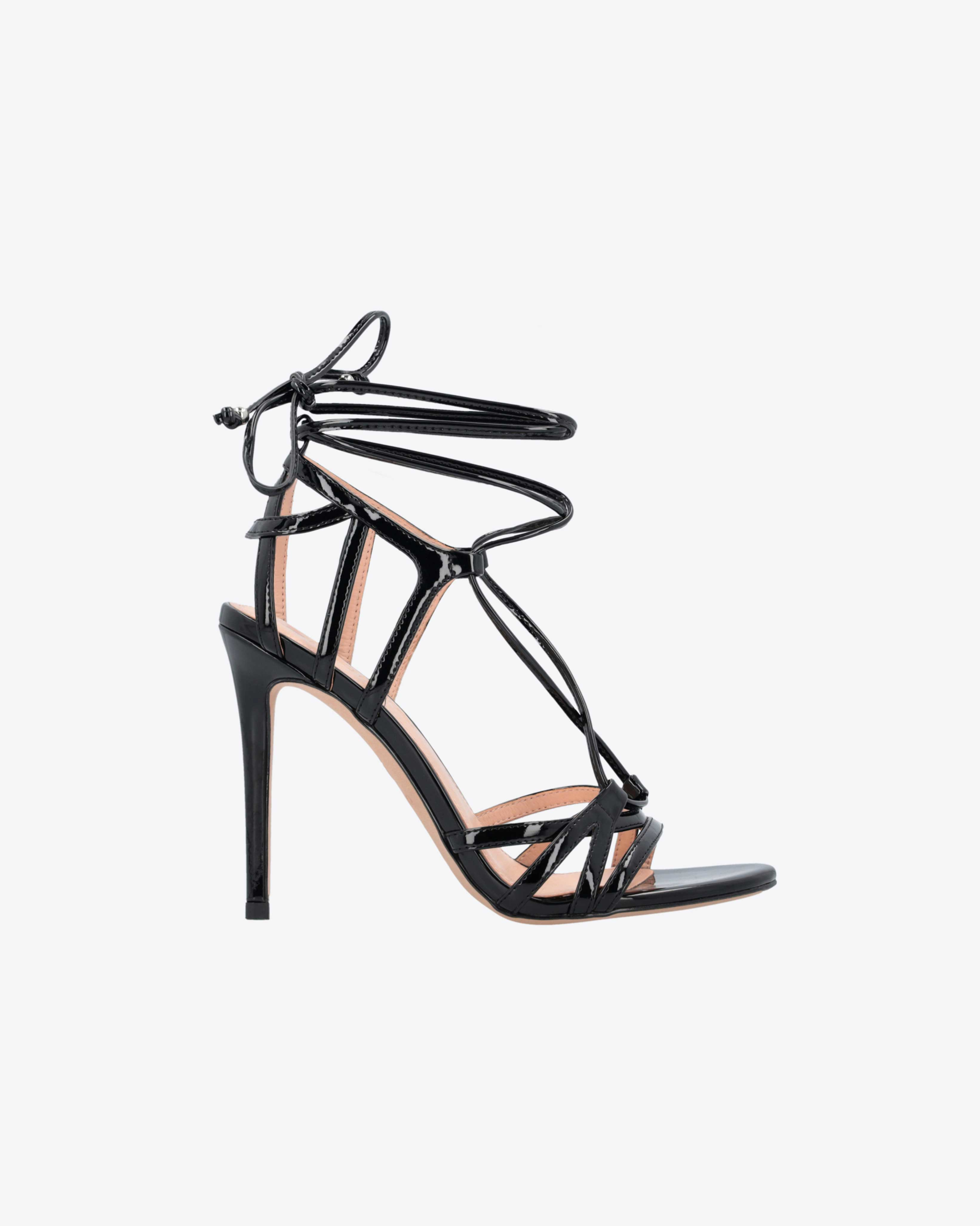 Pinko Laminated Mirror-effect Sandals In Noir Limousine