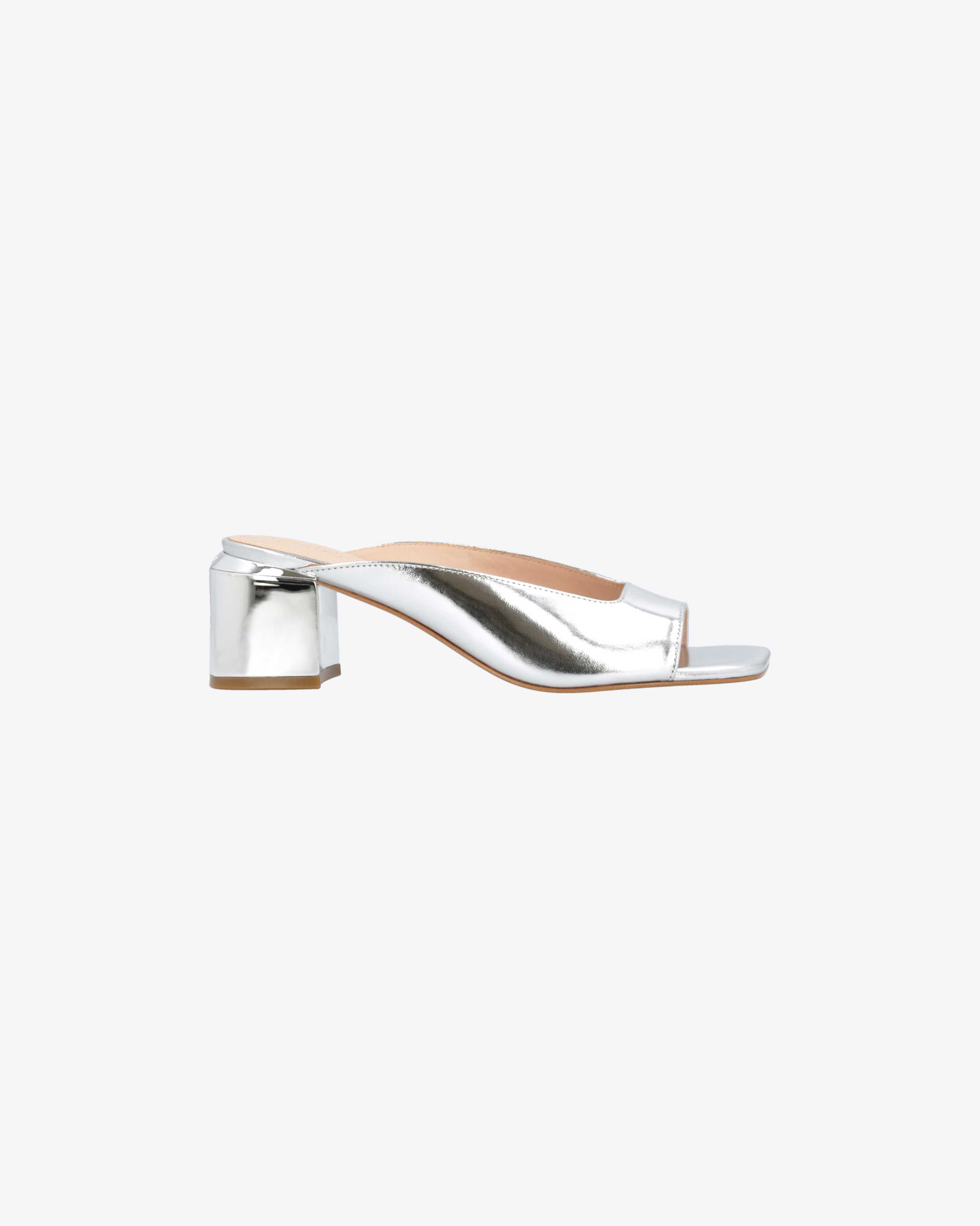 Pinko Metallic-Pantoletten mit silbernem Absatz