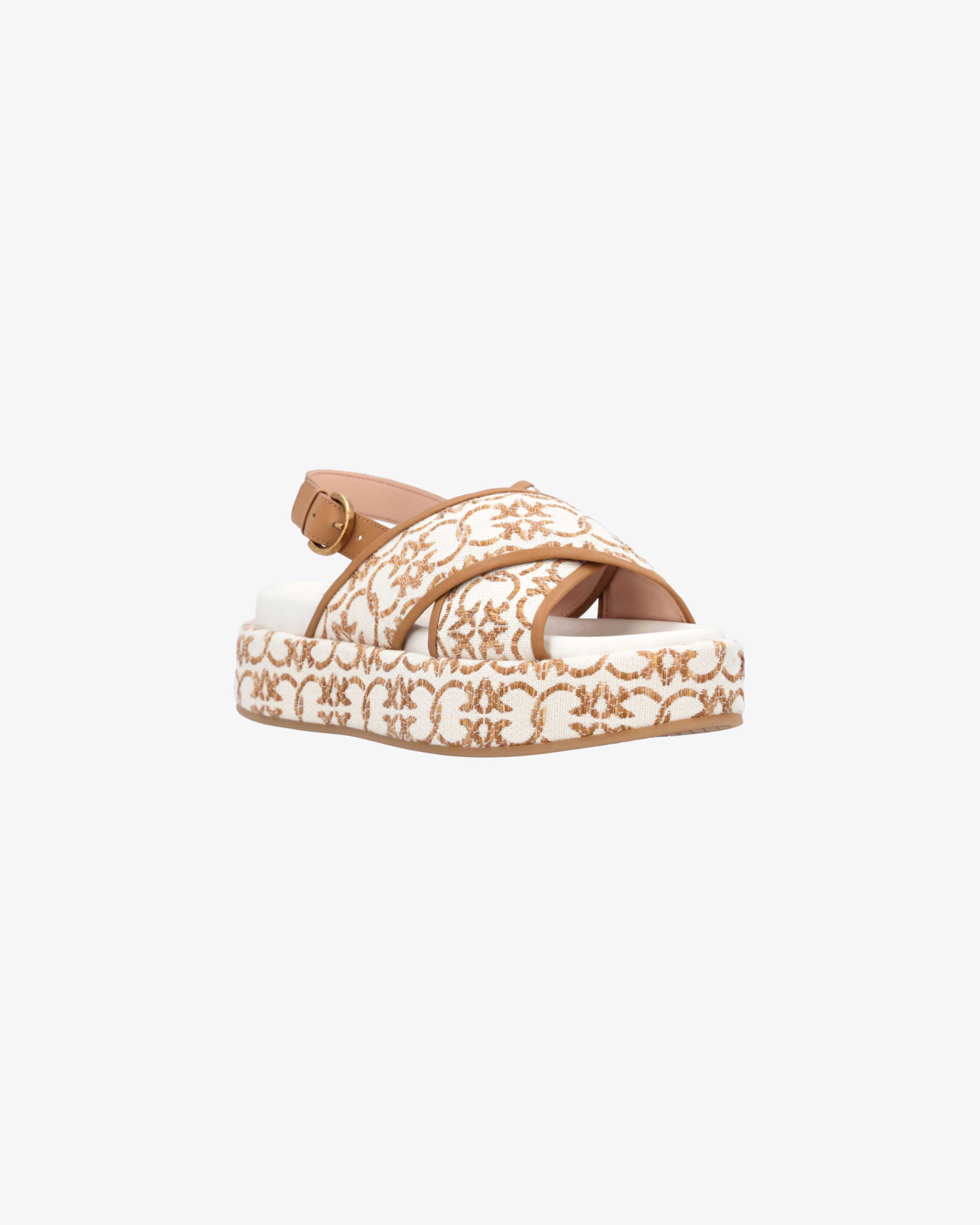 Shop Pinko Sandali Platform Monogram In Écorce