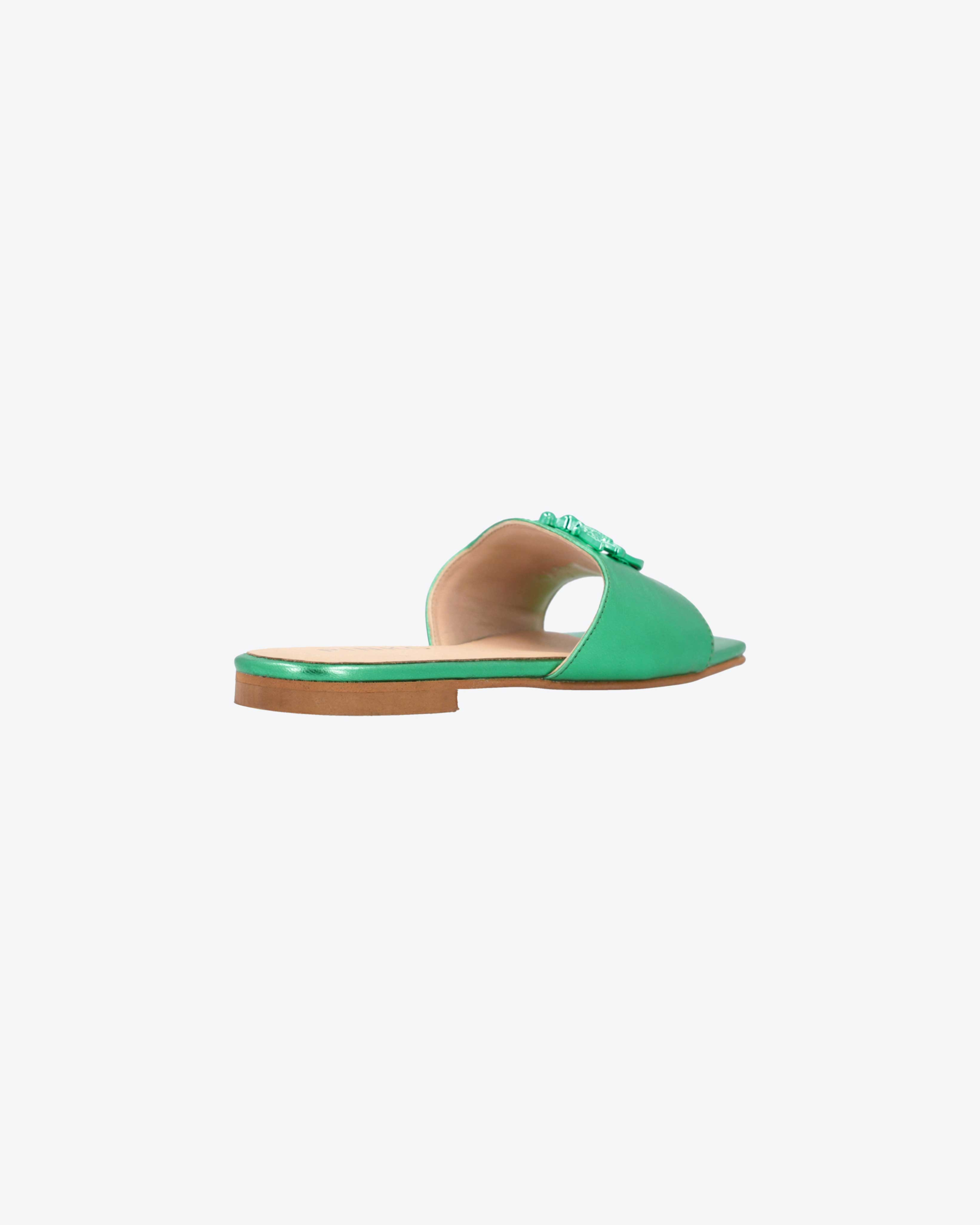 Shop Pinko Flat Laminated Leather Slip-ons In V20