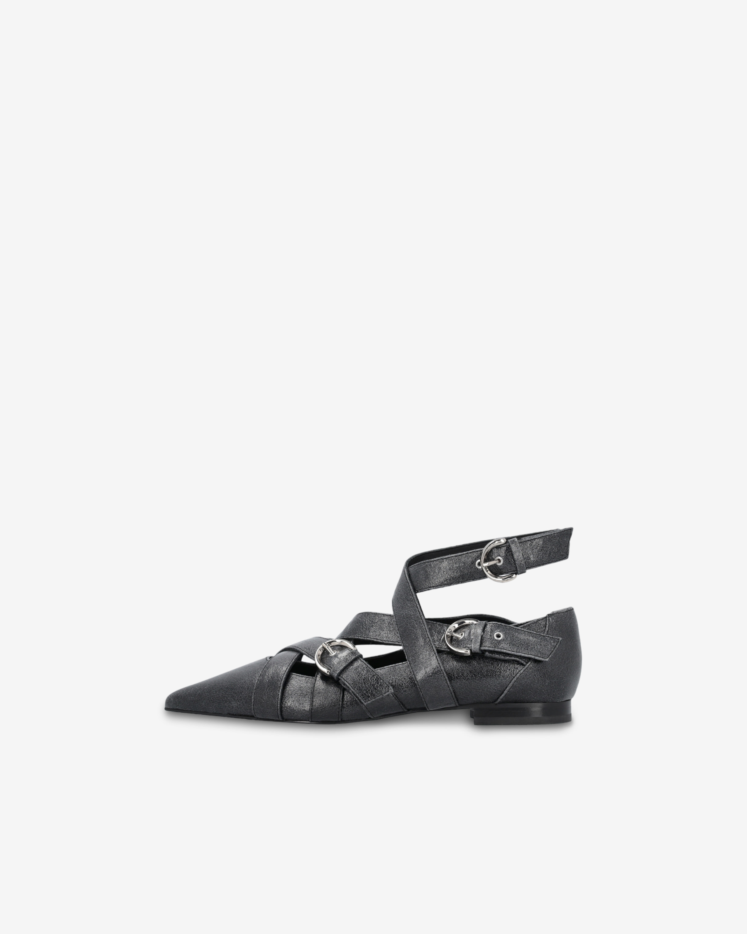 Кожаные балетки-слингбэки с перекрестными ремешками 4