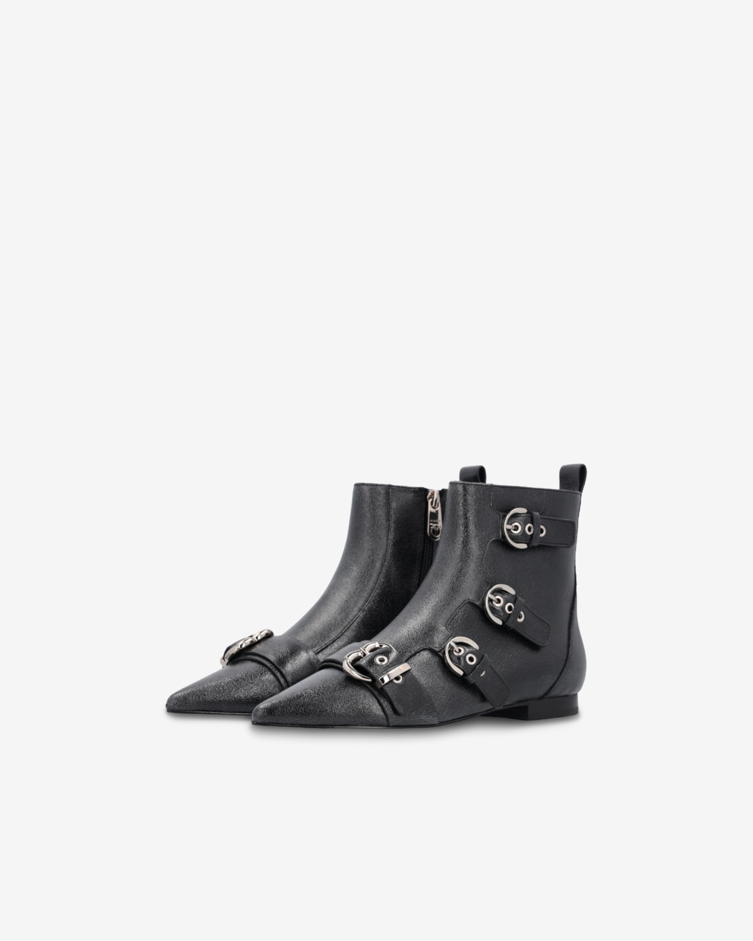 Pinko Gianira Leather Boots In Noir Limousine