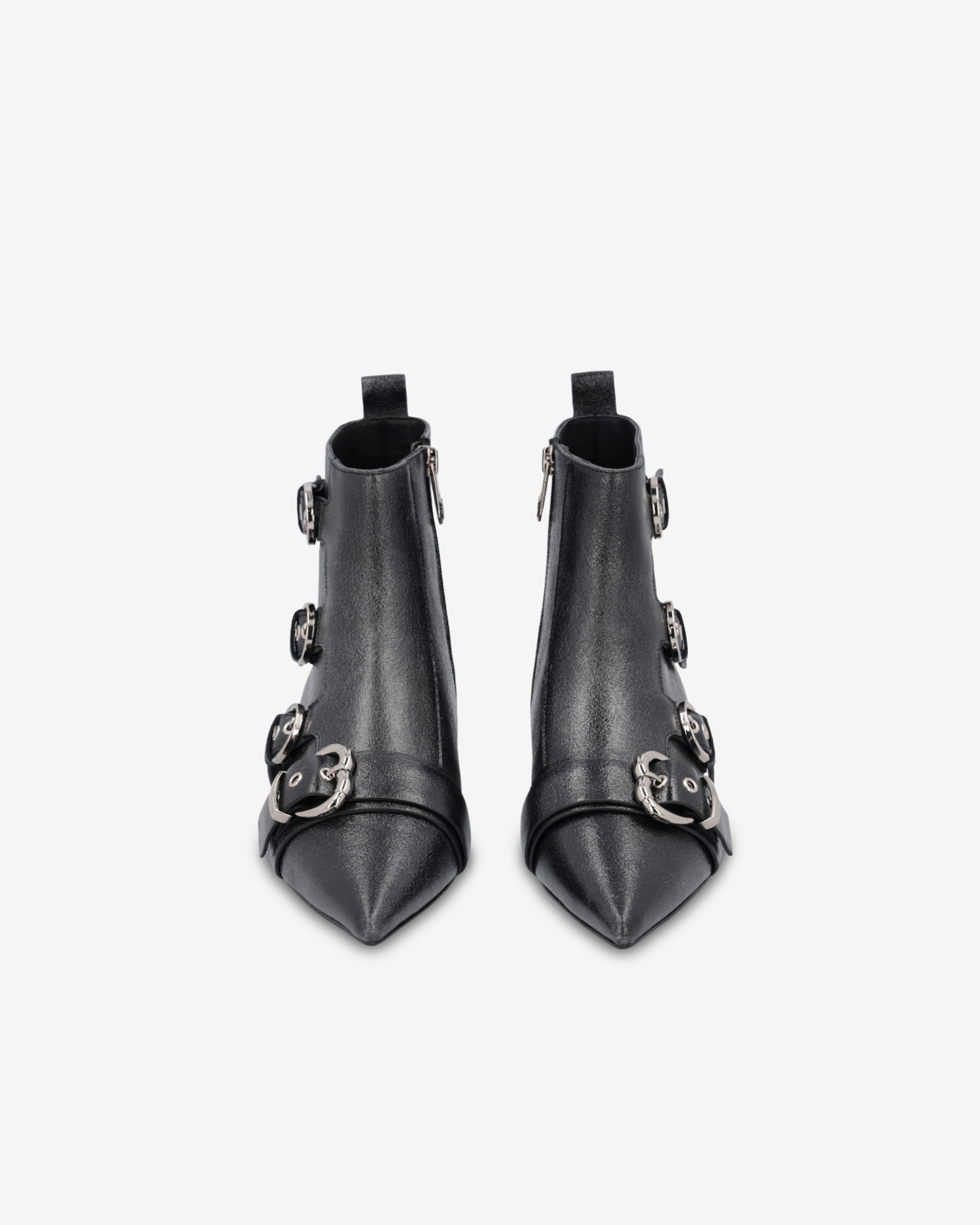 Pinko Gianira Leather Boots In Noir Limousine