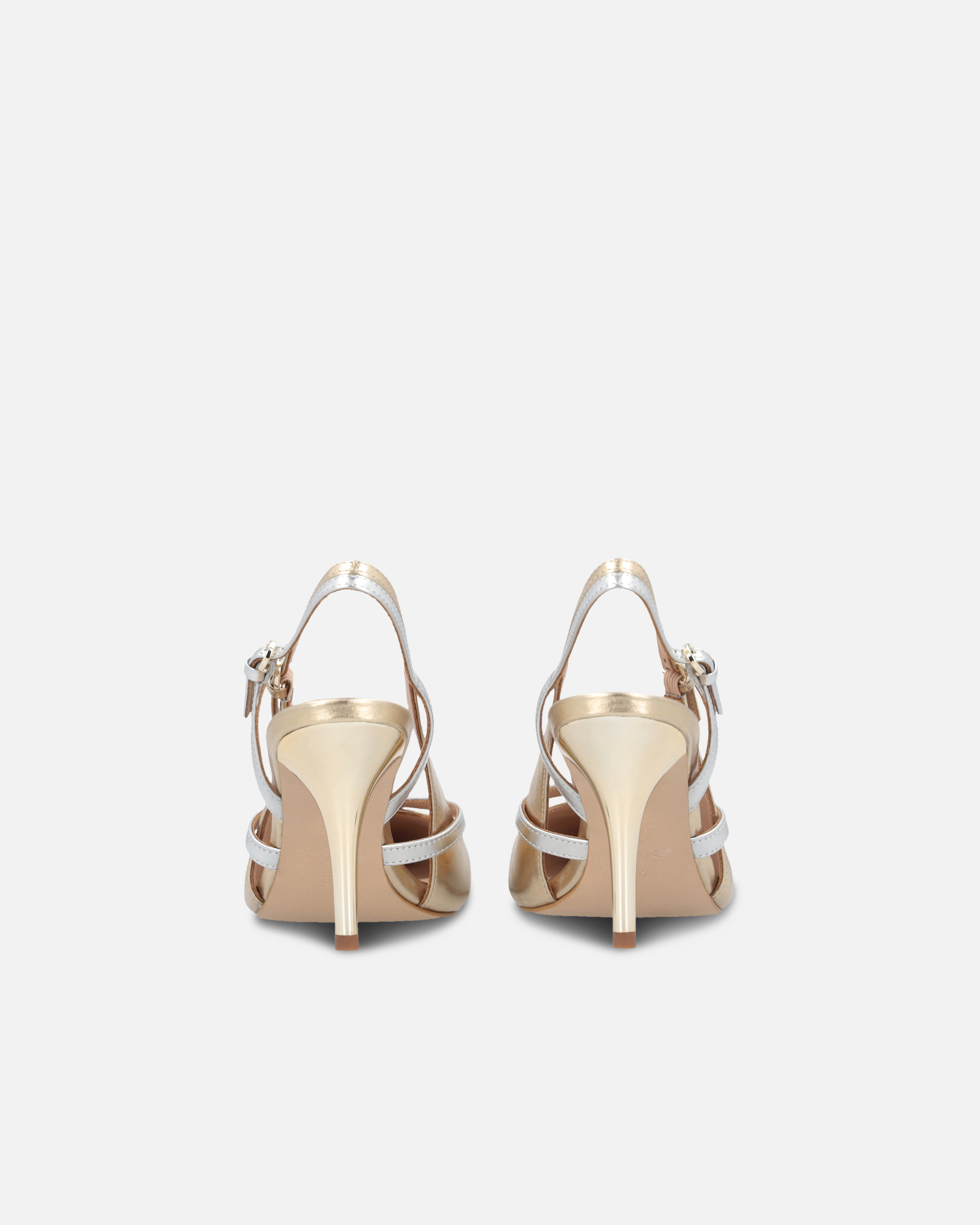 Pinko Lucy 90mm Slingback Pumps In Argent/or Clair