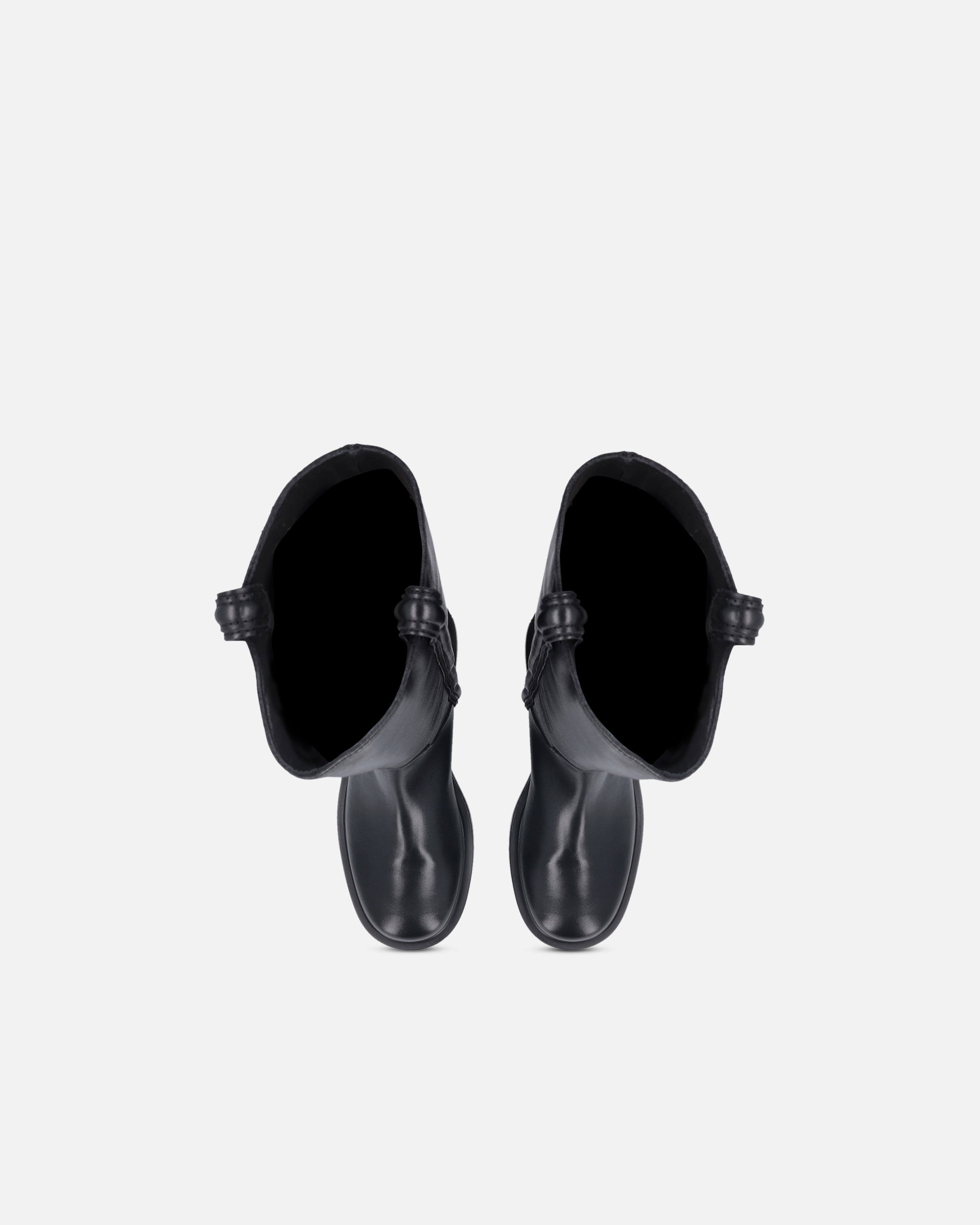 Pinko High Leather Boots With Logo Detail In Limo Black