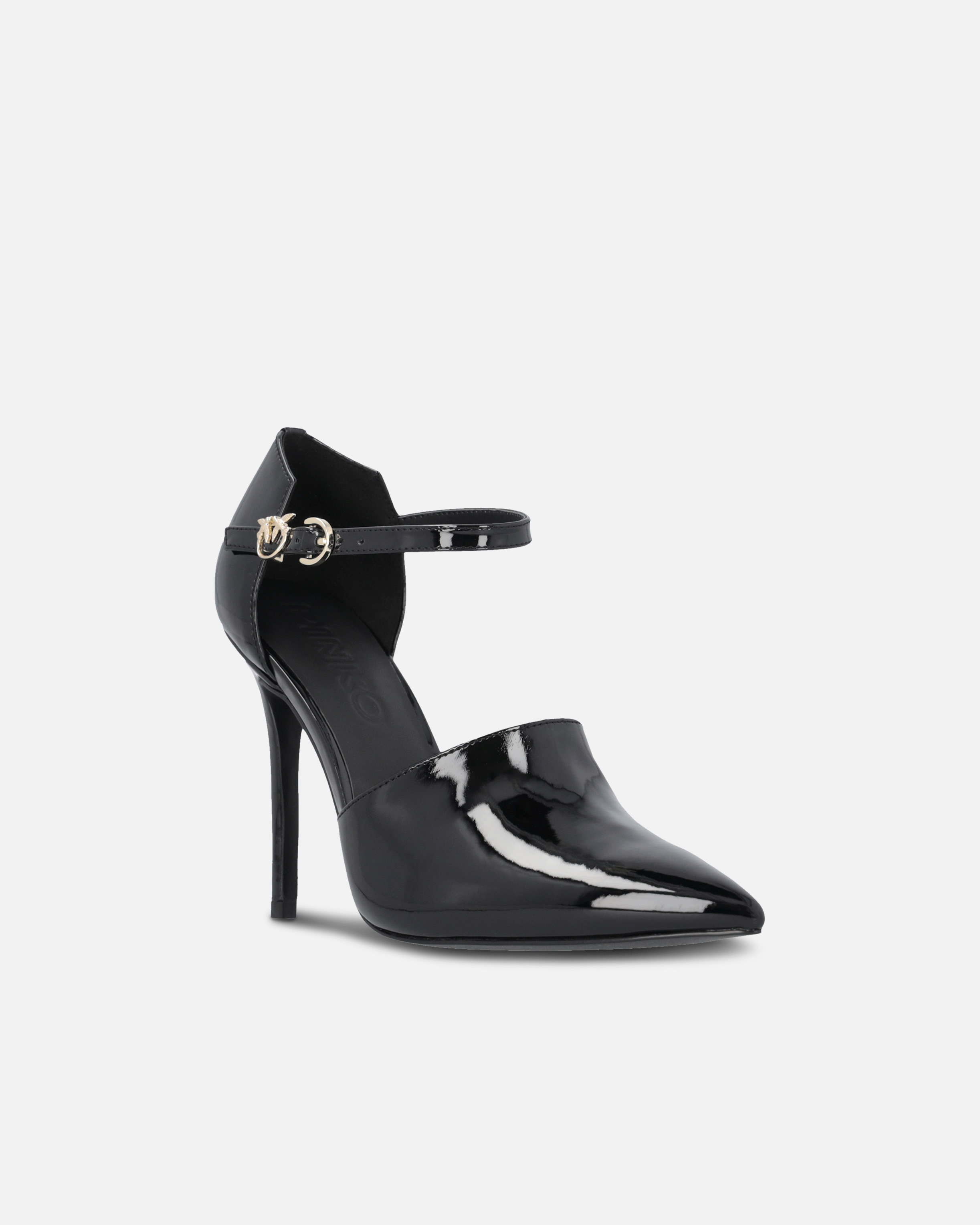 Pinko Chaussures Brillantes À Talons Avec Bride Sur Le Devant In Noir Limousine