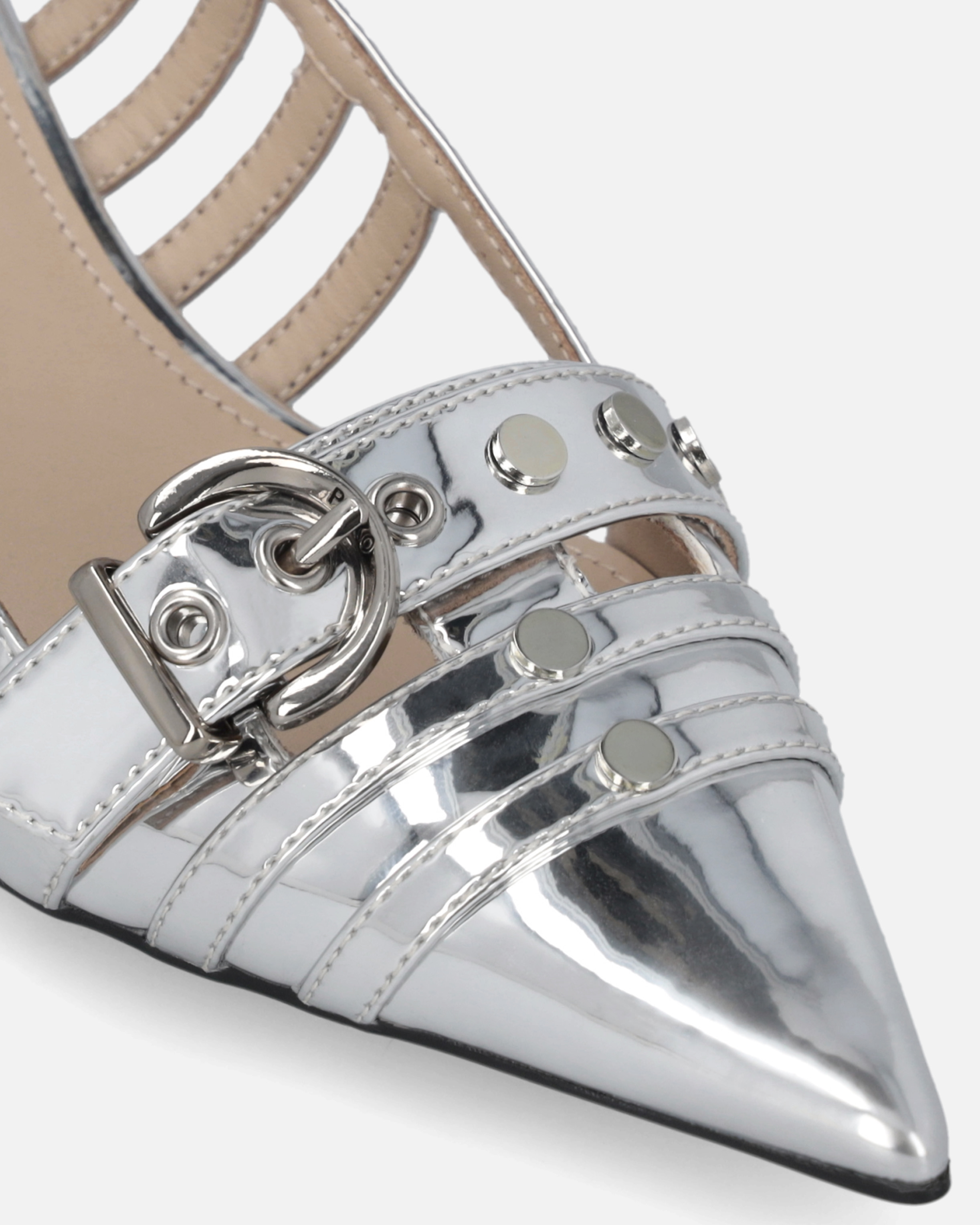 Pinko Escarpins Slingback Effet Miroir Argent In Argento