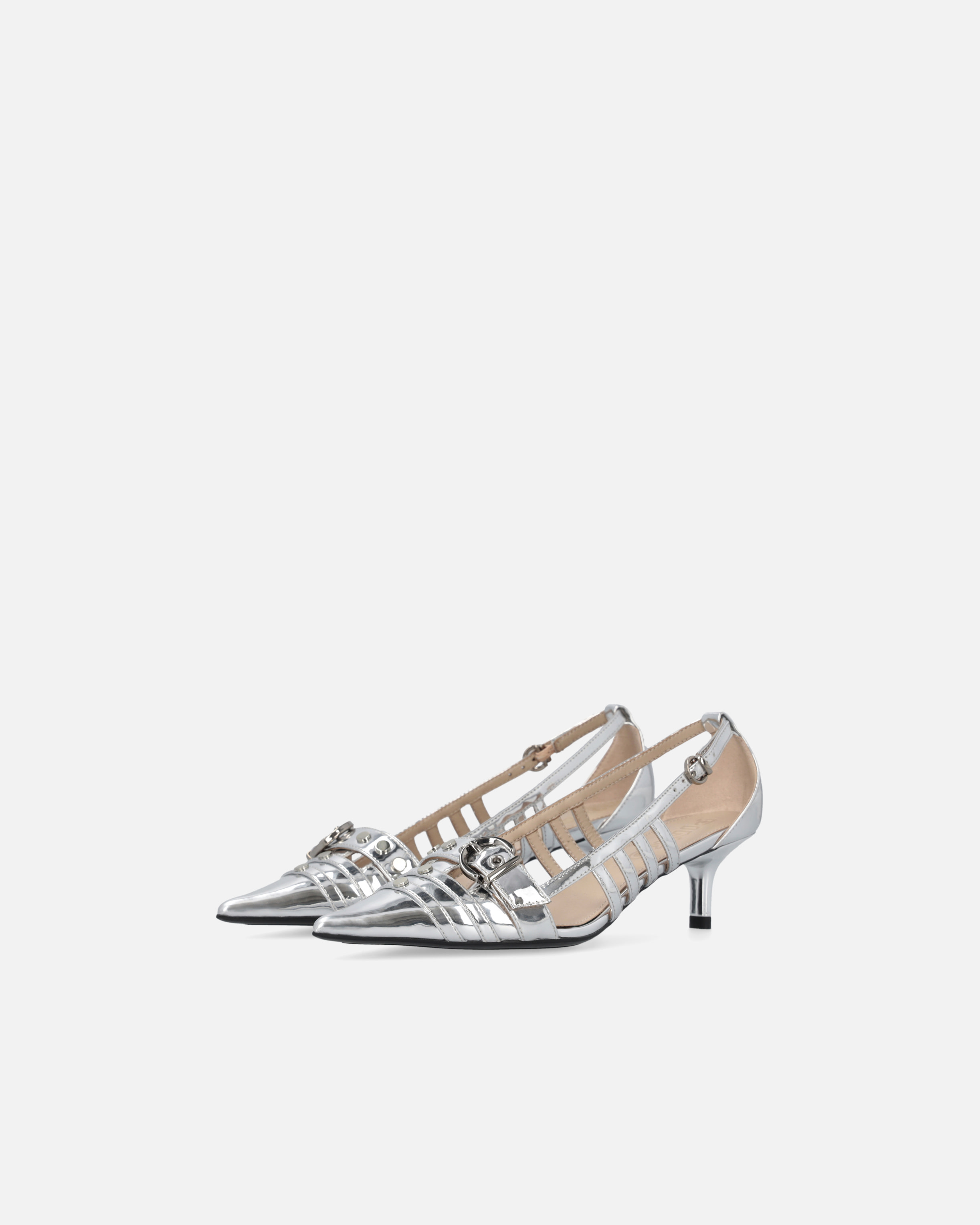 Pinko Escarpins Slingback Effet Miroir Argent In Argento